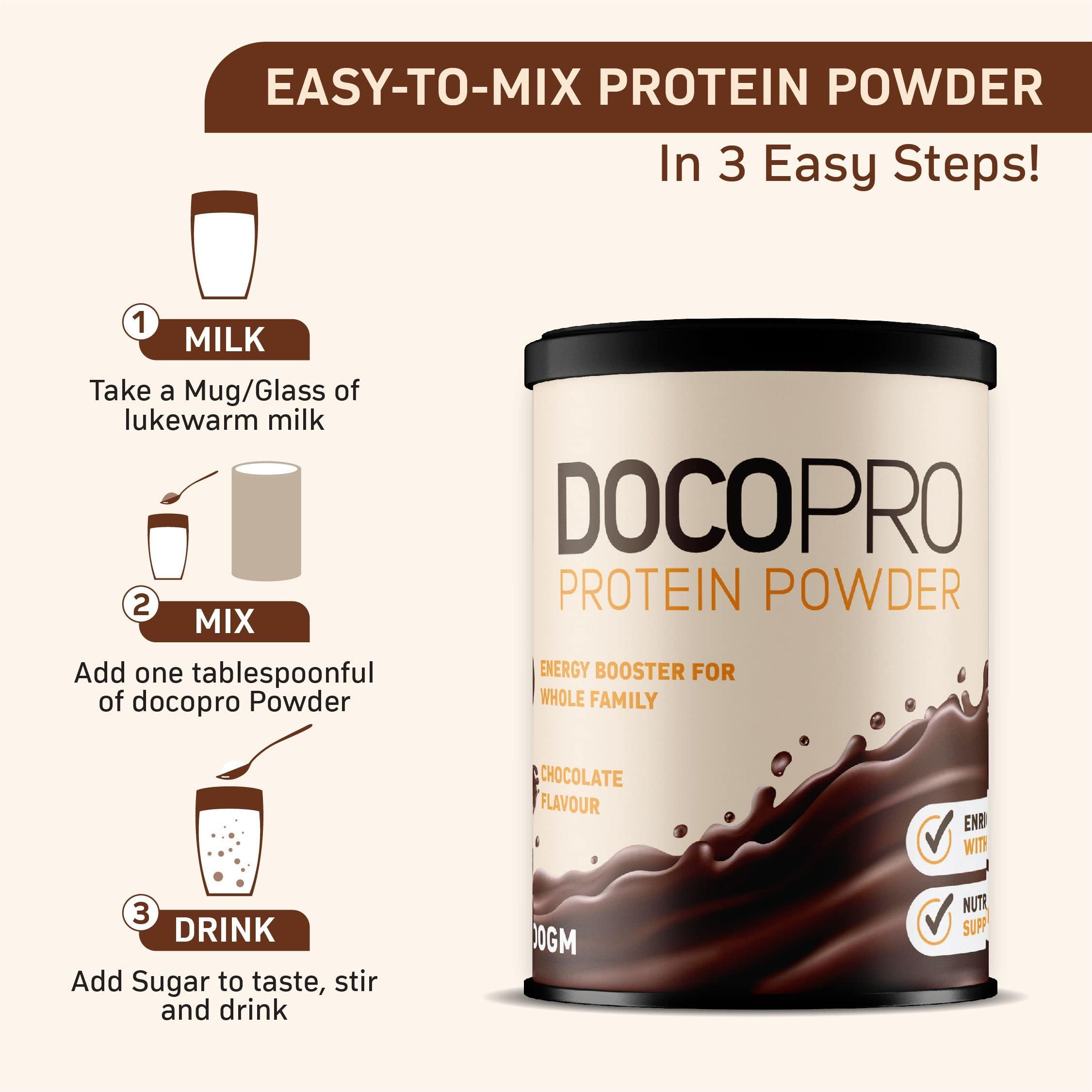 Delwis Delwis Docopro Protein Powder with DHA | Energy Booster for Family - Chocolate Flavour 600gm (Pack of 3)
