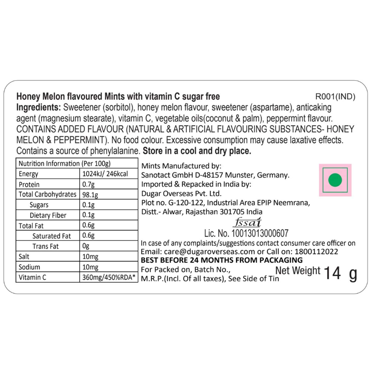 Impact Products Impact Sugar Free Mints- Strong Mint, 14g & Impact Mints Sugar Free Mints Honey Melon 14g, 14 g