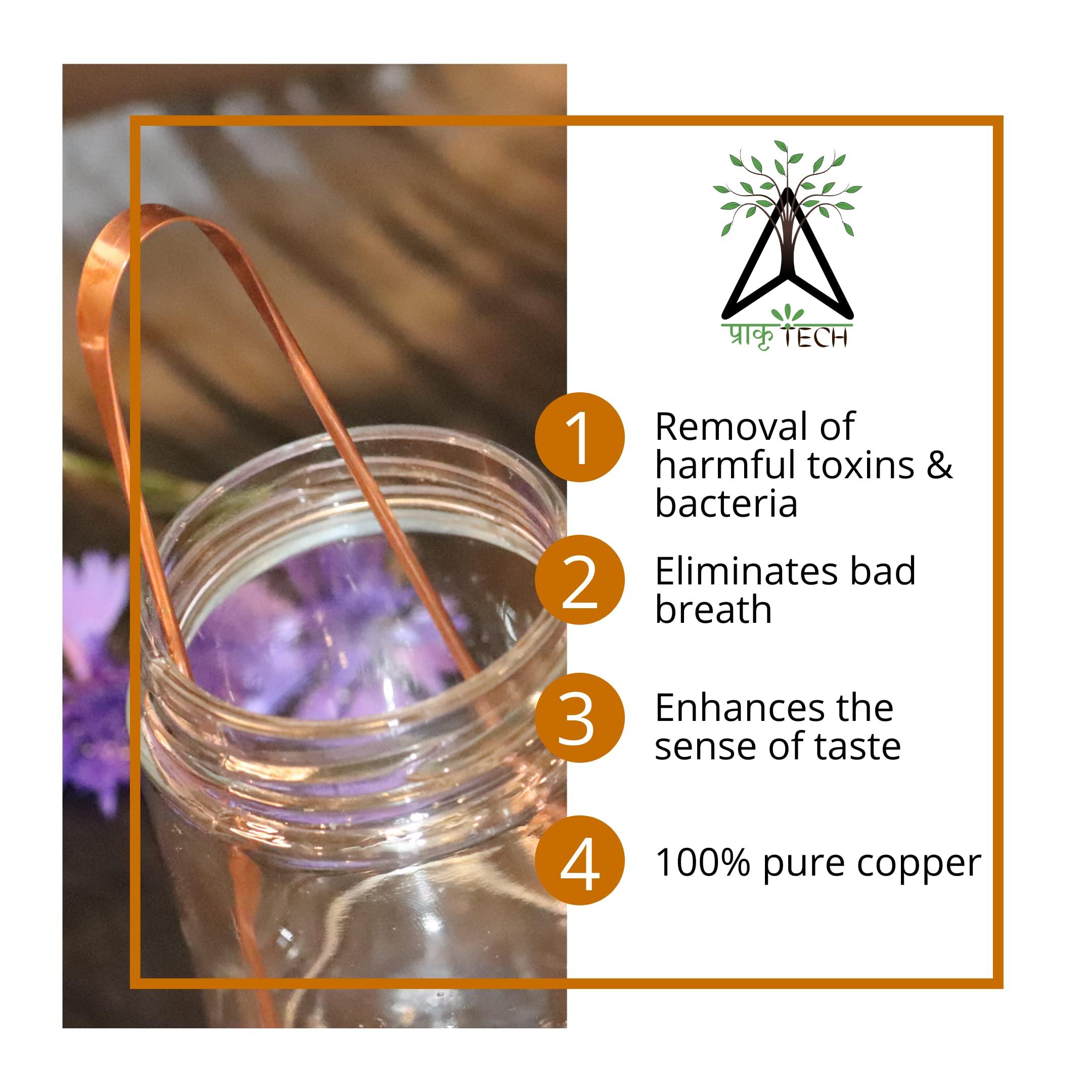 Prakrtech PRAKRTECH Copper Tongue Scraper for toungue cleaning,Antimicrobial, Comfortable handle, Oral hygiene gift (4)