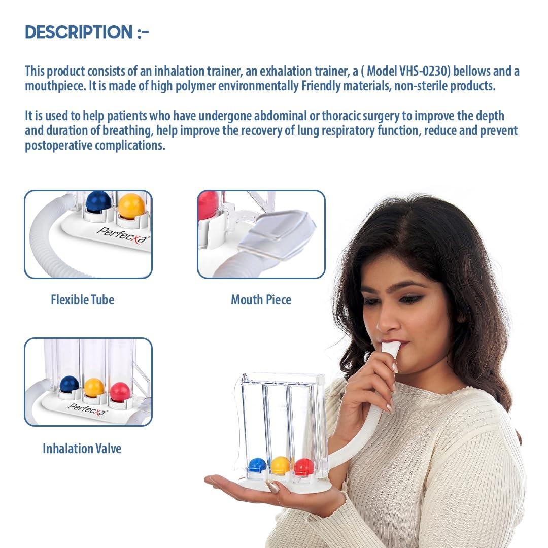 Perfecxa Perfecxa Respirometer 3 Ball Lung Exerciser Respiratory Exerciser Spirometer