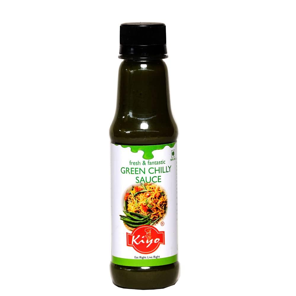 Kiyo KIYO Combo Pack Of Red Chilly Sauce, Green Chilly Sauce, Soya Sauce & Red Chilly Garlic Sauce || Vegan and Natural Ingredients || Made With Fresh Chillies And Garlic || 210 gm Each (Pack Of 4)