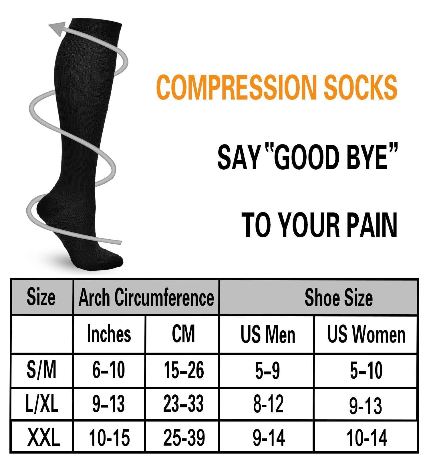 Double Couple 4 Pairs Compression Socks for Men and Women 20-30 mmHg Compression Stockings