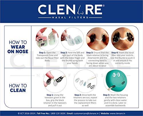 Clenare CLENARE Invisible Nasal Filter Body with Pre-installed Filters, Washable and Reusable Nose Mask Pollution Filter, Pack of 1 Pair (Medium Round)