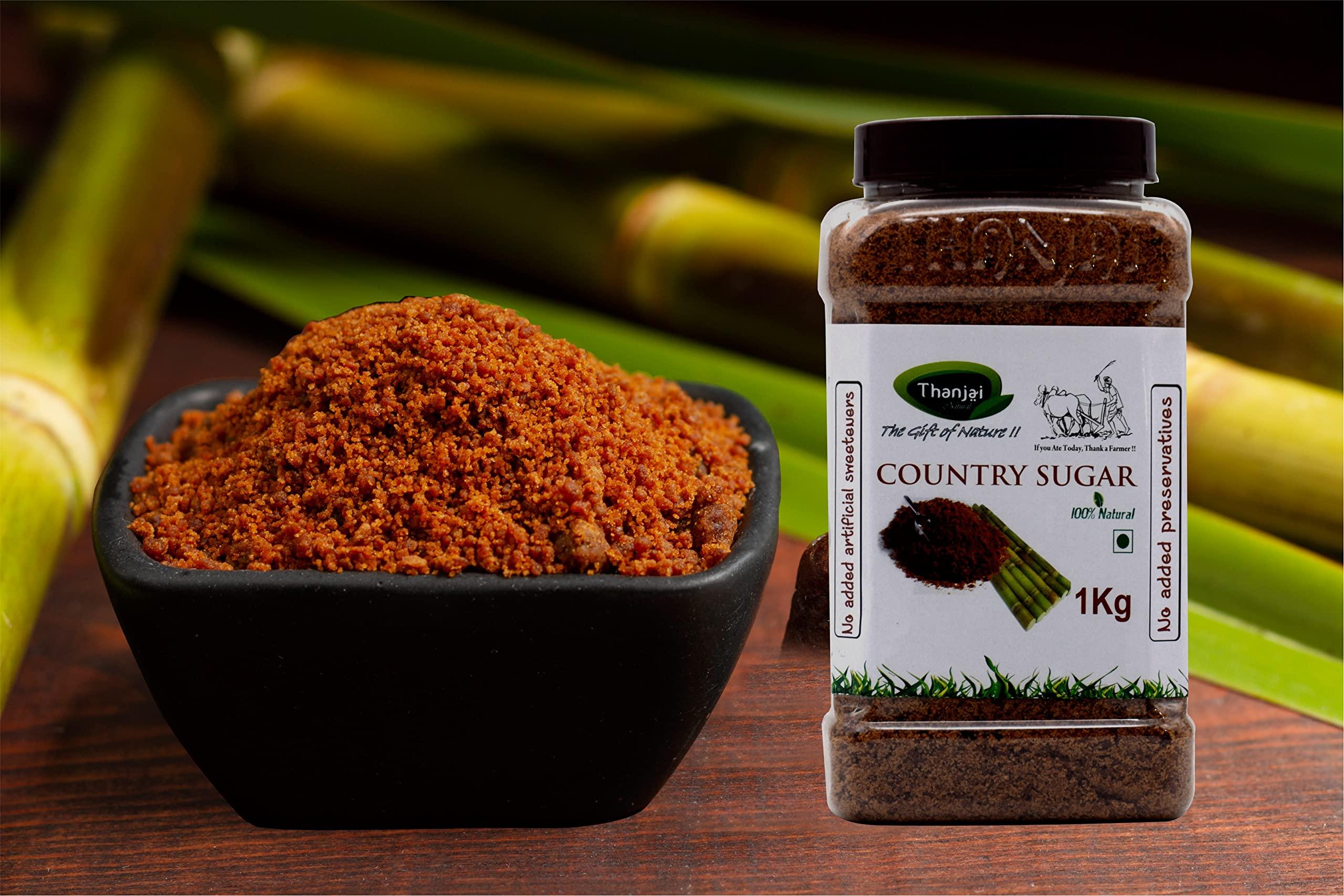 Thanjai Natural Thanjai Natural Country Sugar 180g / Sugarcane Jaggery Powder/Naatu Sakkarai - Organically Processed 100% Natural, No Chemical Added (Jar)