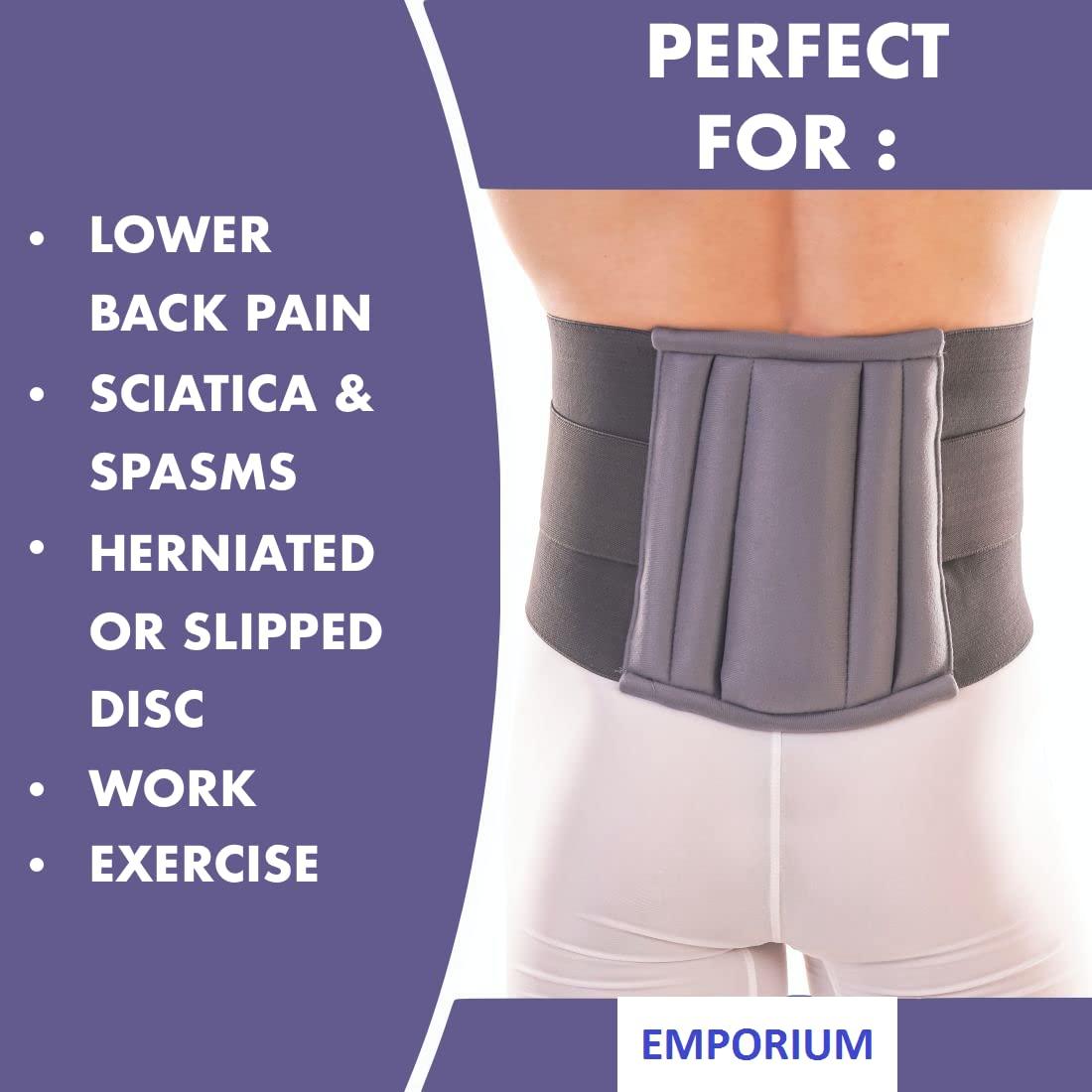 EMPORIUM EMPORIUM Lumbar Sacral Belt for Back Brace, Posture Corrector Therapy Belt for Lower Back Pain Relief, Orthopedic Cushion Back Support for Man & Woman (110-120 cm) (2XL)