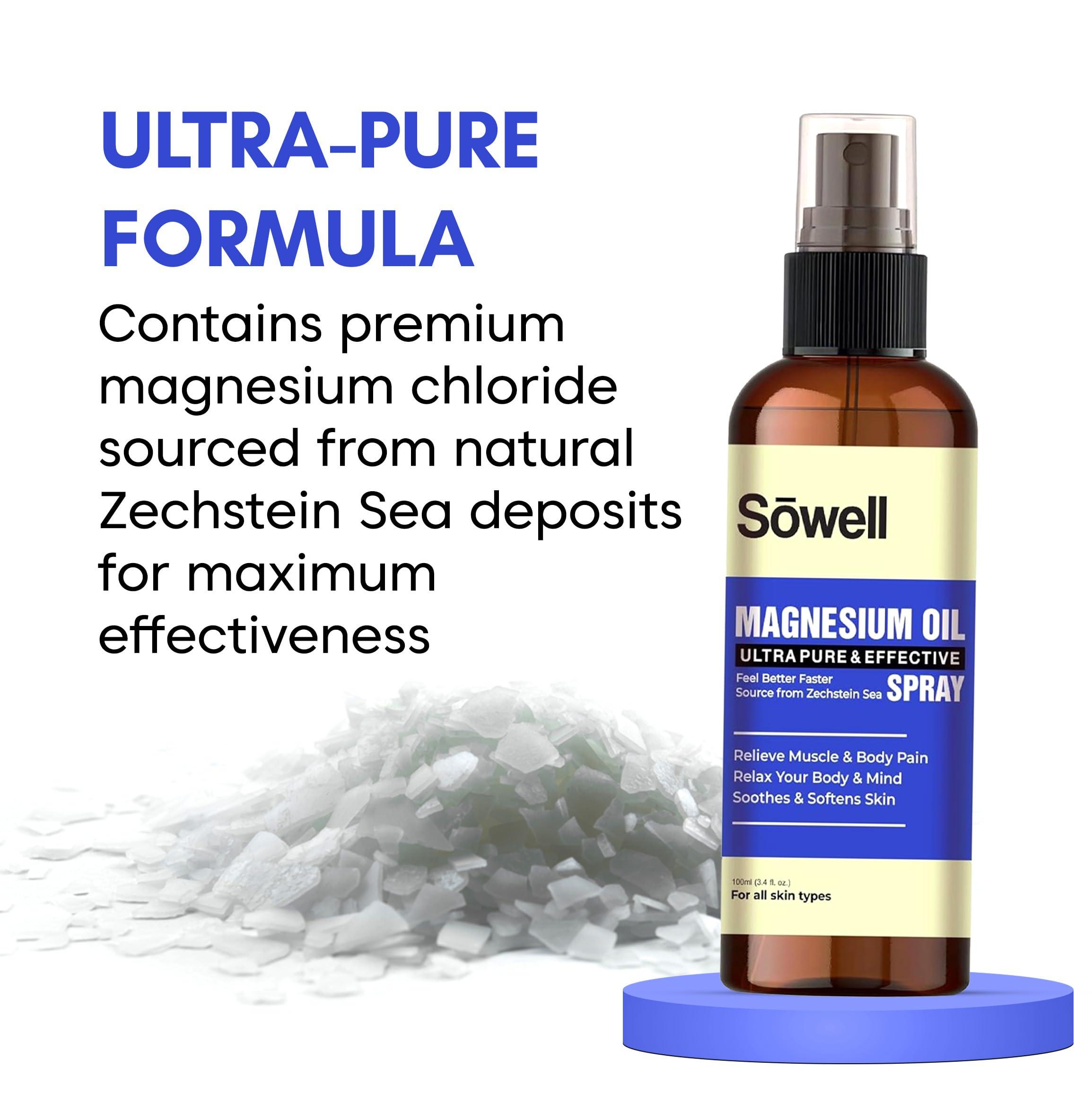 Sowell Health Sowell Magnesium Oil | Ultra Pure and Effective Spray for Muscle and Body Pain Relief, Relaxing Your Body and Mind