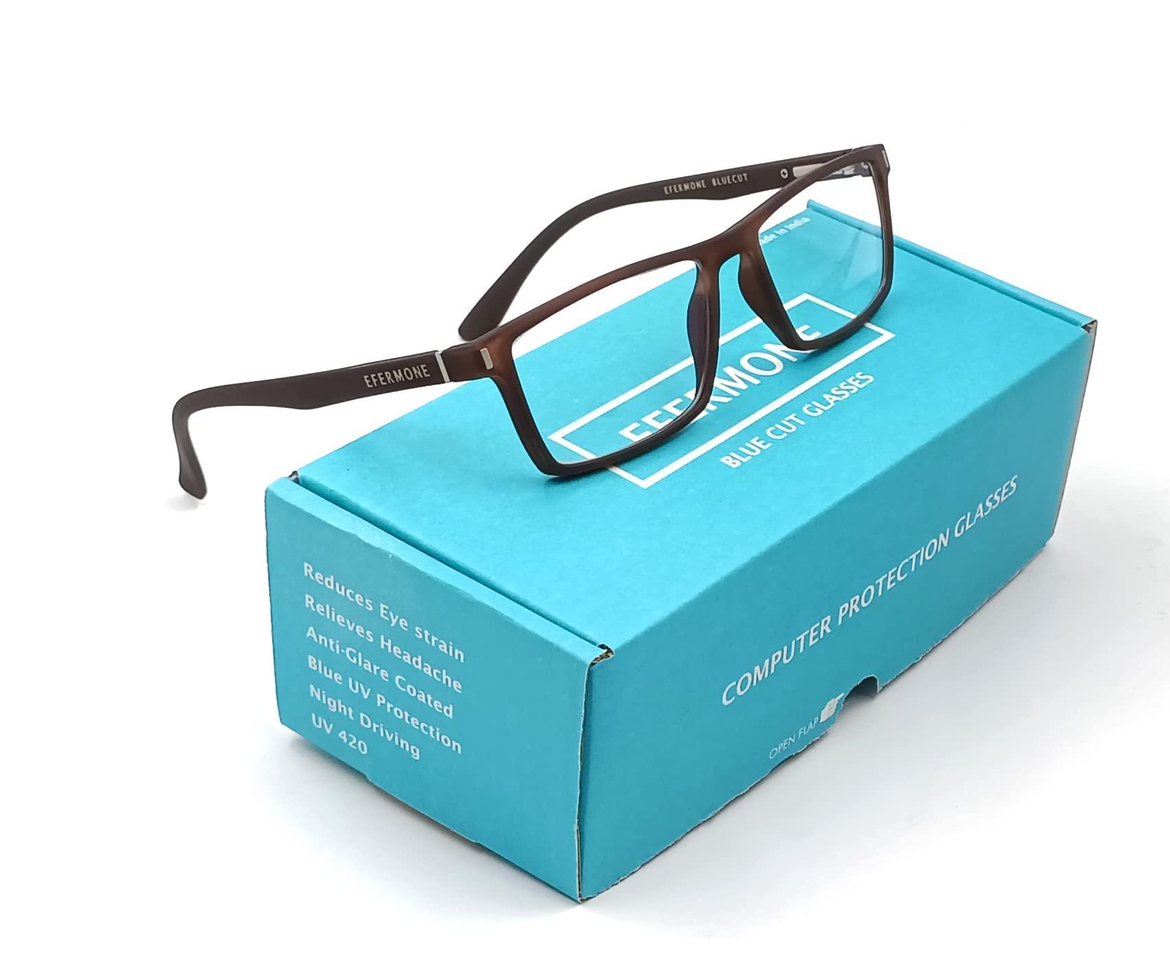 EFERMONE EFERMONE International Edition Blue Cut Computer Eye Protection Glasses For Eye Strain Relief with UV | Anti-Glare | Blue Light Protection Glasses For Laptop,TV, Mobile | Unisex (CHOCO BROWN)