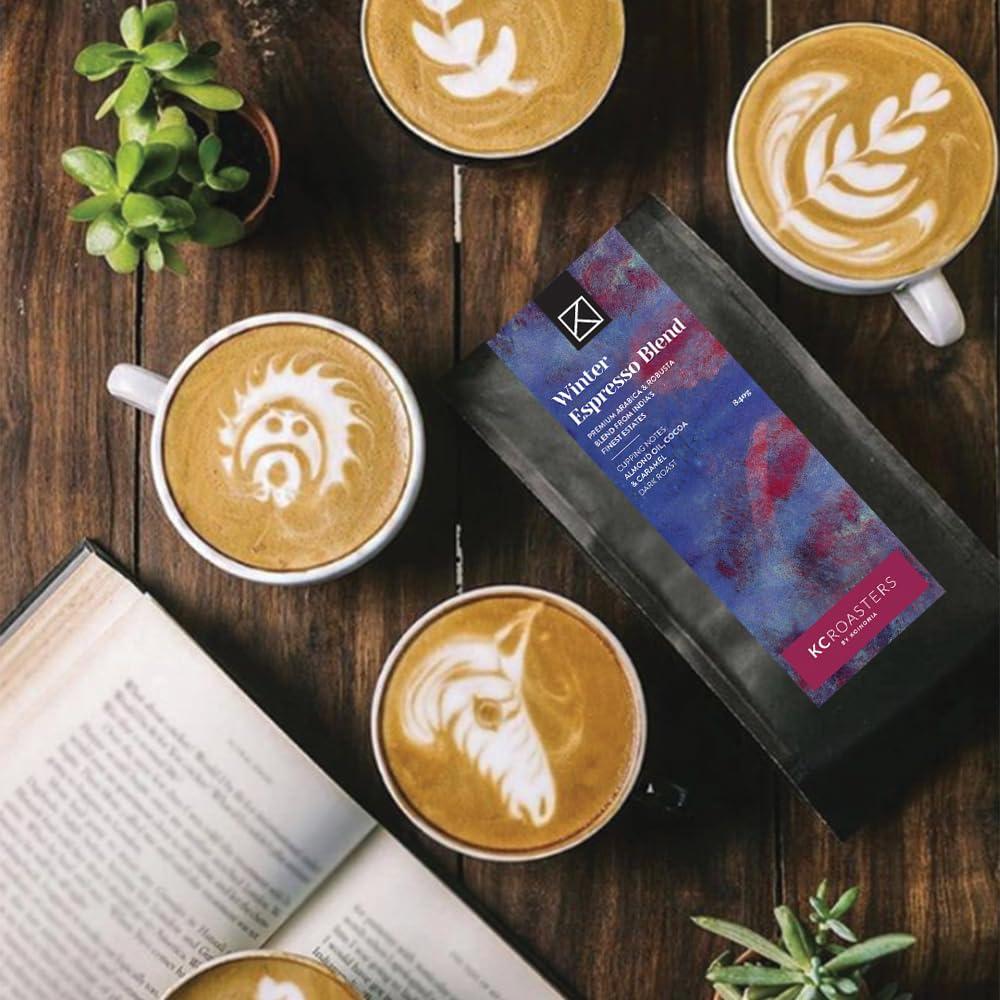 Koinonia KCROASTERS KOINONIA | Winter Espresso Blend 840gm Dark Roast Arabica Coffee Beans - Roasted & Ground For(Electric Brewer) | Packed in Biodegradable Bags