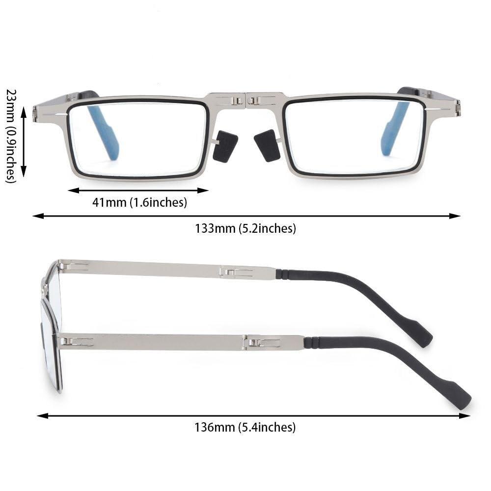 Besillia Besillia 1Pc Blue Anti-Light Reading Glasses Men Metal Foldable Presbyopia Spectacles Frame Cooling Glasses With Case +1.50 (+1.50)