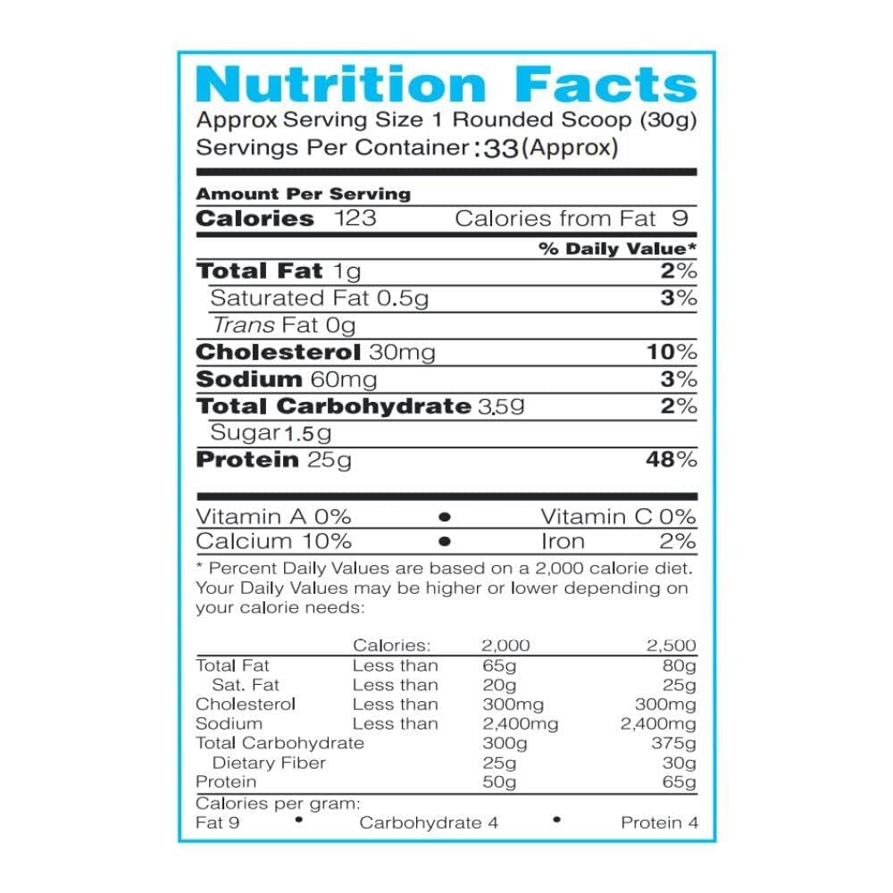 Zedon Nutrition Zedon Nutrition Premium 100% Whey Isolate Protein Source | 25g Protein, 5.5g BCAA | Lean Muscle Gain | Vegetarian, Gluten-Free Whey Protein Supplement (Cookies and Cream, 1 KG)