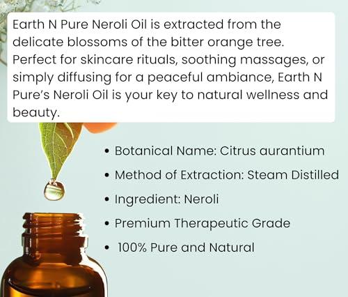 EARTH N PURE Earth N Pure Neroli Essential Oil (Mogra Oil) Natural and Therapeutic Grade with Glass Dropper 15 ml