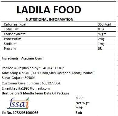 LADILA LADILA Acacia Edible Gum | Babool Gond for Ladoo | Kikar, Dink,Gum Arabic | 100% Authentic, Food Grade, Pure & Fresh (900gm)