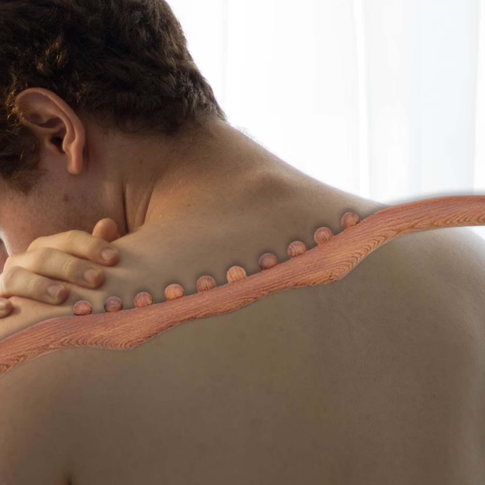 LICHTS LICHTS Wood Massage Stick 10 Beads Rolling Pin Massager for Body Leg Shoulder Waist