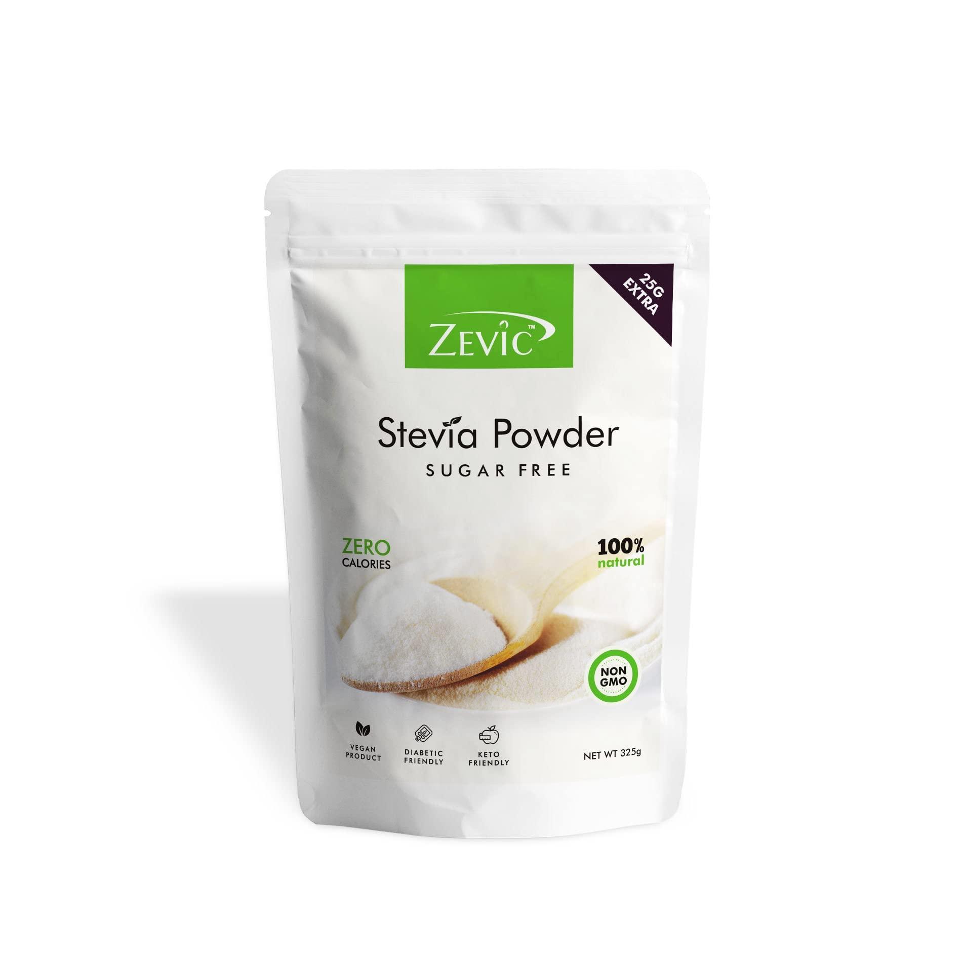 ZEVIC Zevic 100% Sugar Free Natural Stevia Powder | Zero Calories | Vegan | Keto & Diabetic Friendly - 300g