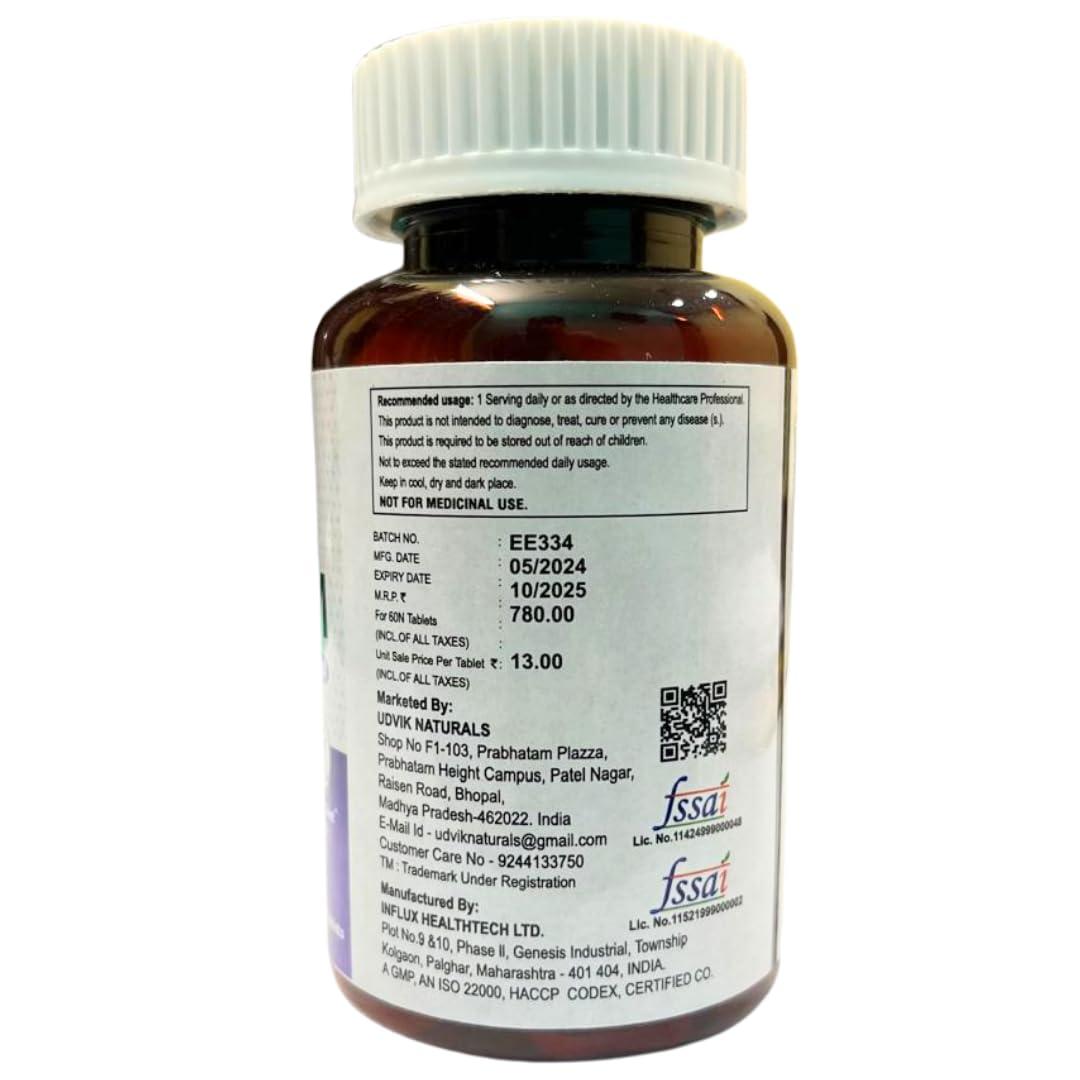 UDVIK NATURALS UDVIK NATURALS ADVANCE CALCIUM | CALCIUM CITRATE, VITAMIN D, MAGNESIUM, ZINC OMEGA 3 | ADVANCE COMBINATION | WITH CHILD SAFETY CAP | 60 Counts (Pack of 1)