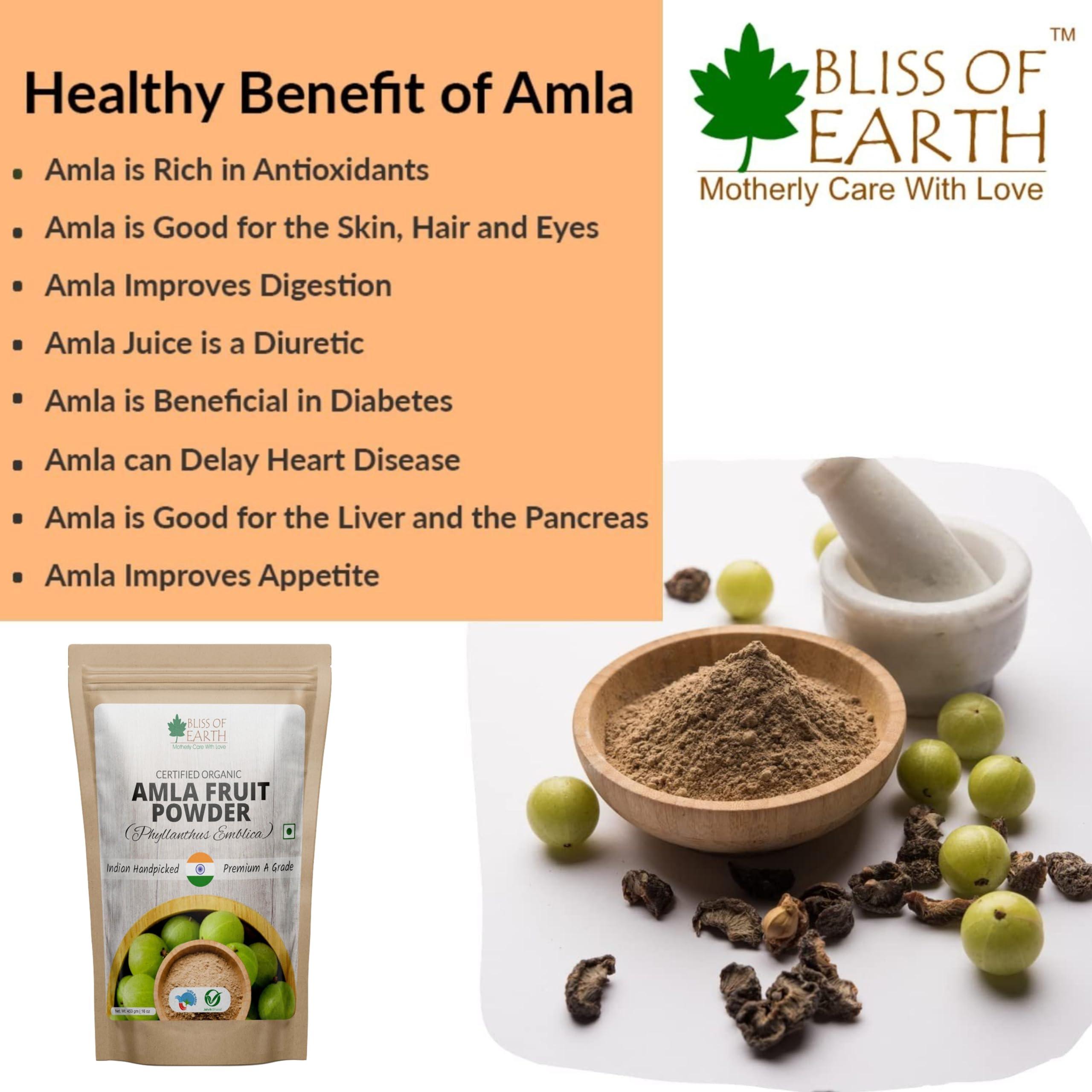 BLISS OF EARTH Bliss of Earth Amla Powder 453gm For Eating Drinking & Hair Growth, Immunity Booster Pack Of 5