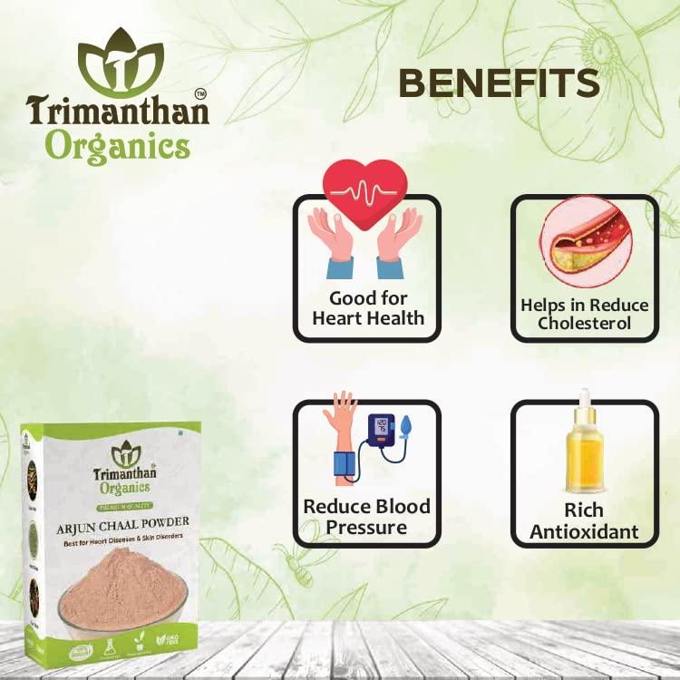 TRIMANTHAN ORGANICS TRIMANTHAN ORGANICS Pure Arjun Ki Chaal Powder (250 GM) - Triple-Filtered Terminalia Arjuna Bark for Cardiovascular Support & Cholesterol Management (Pack Of 1)