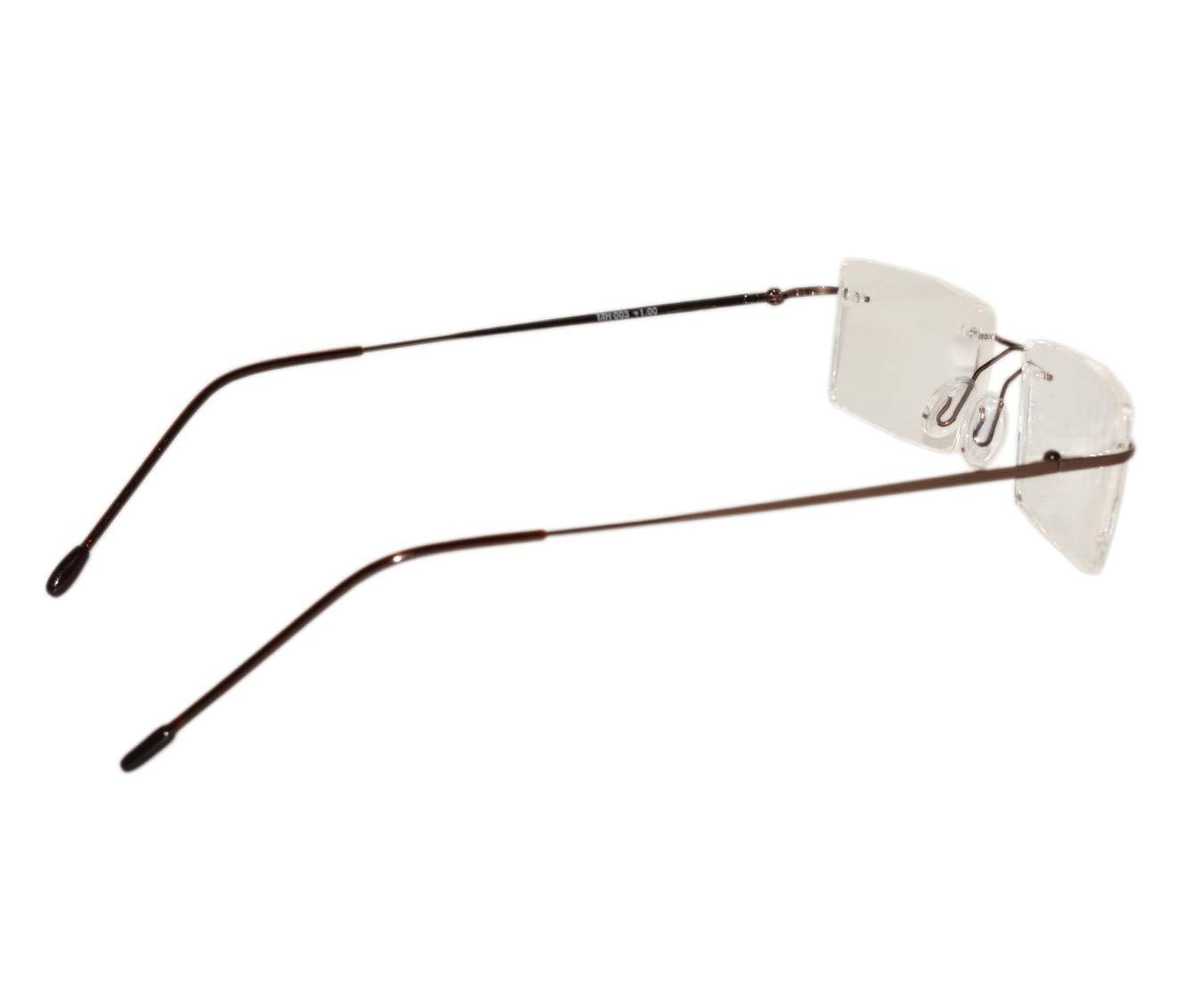 Peter Jones Peter Jones Brown Rimless Unisex Reading Glasses (Eye Power 2.50)
