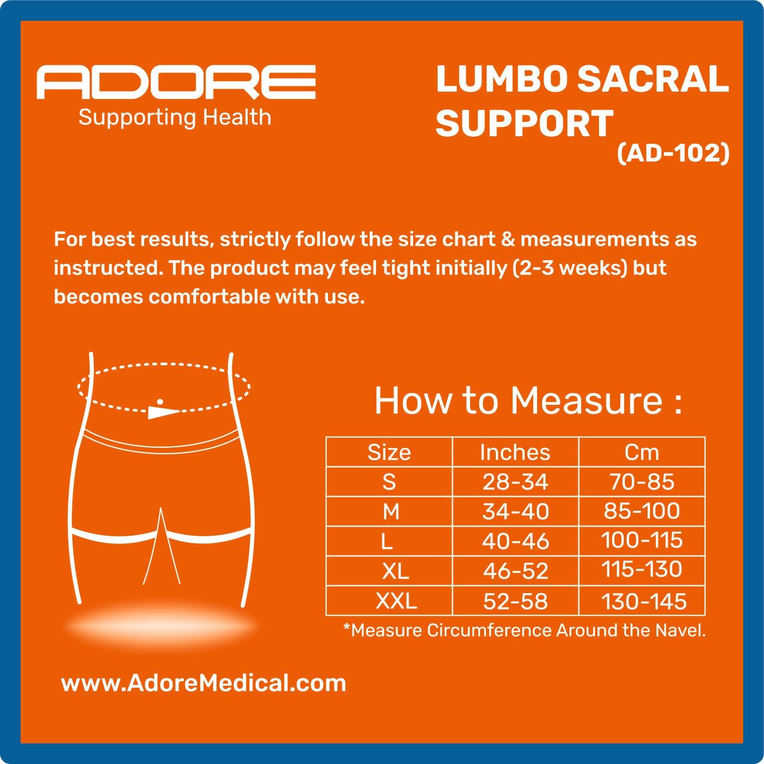ADORE ADORE Lumbo Sacral Support Belt for Back Pain Relief and Posture Correction | Breathable Design (AD-102) (M)