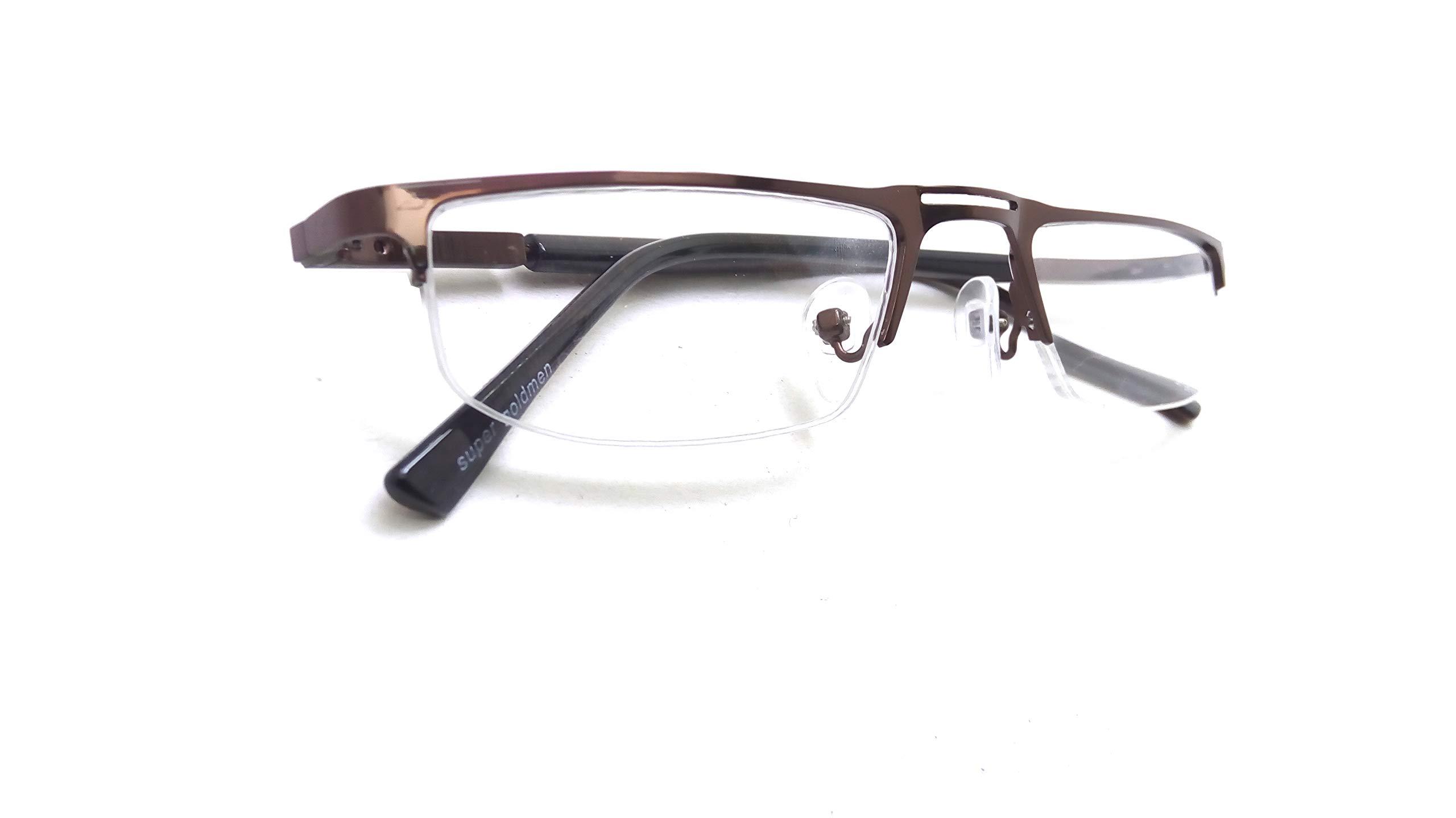 N Specs N Specs near reading glasses +2.25 power rectangle square brown colour metal half frame with unbreakable fiber glasses
