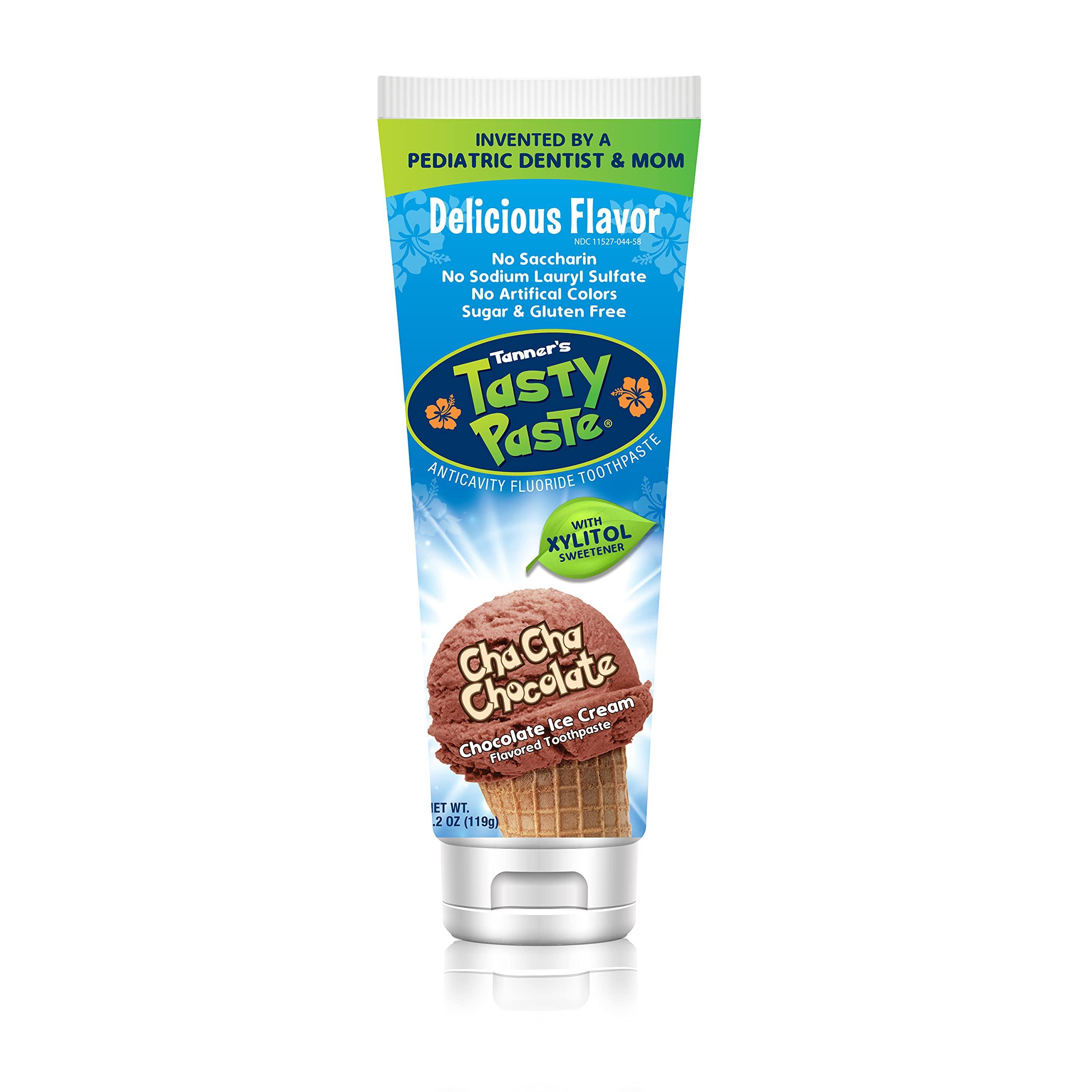 Tanners Tasty Paste Cha Cha Chocolate Toothpaste - Chocolate Ice Cream Flavor- Naturally Delicious - No Artificial Colors - Gluten Free - Not Harmful If Swallowed Accidentally - Kids Friendly - 4.2 oz