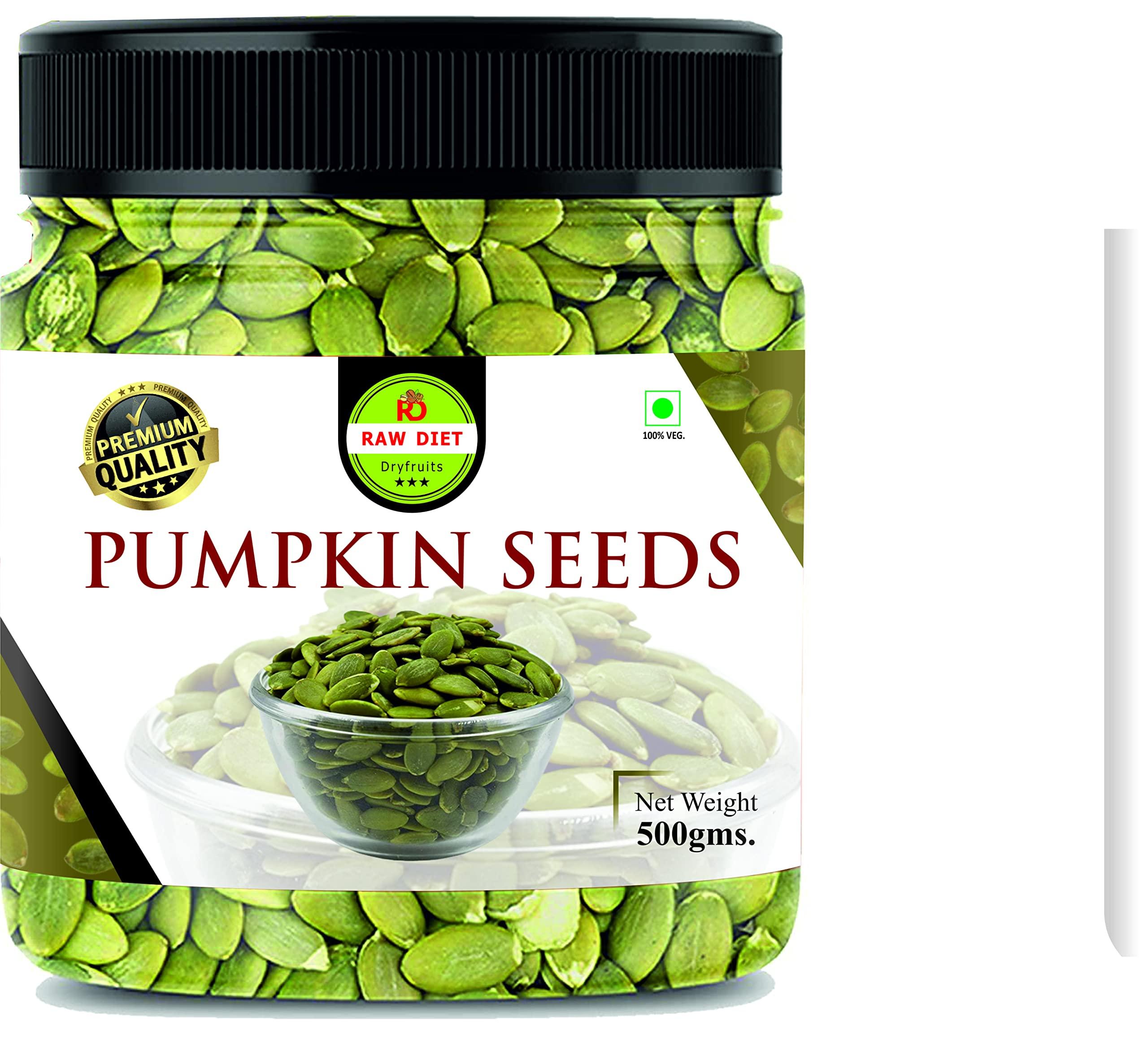 RAW DIET Raw Diet Pumpkin Seeds 500 gm - Raw Pumpkin Seeds for Eating | Jar Pack Pumpkin Seeds -500g