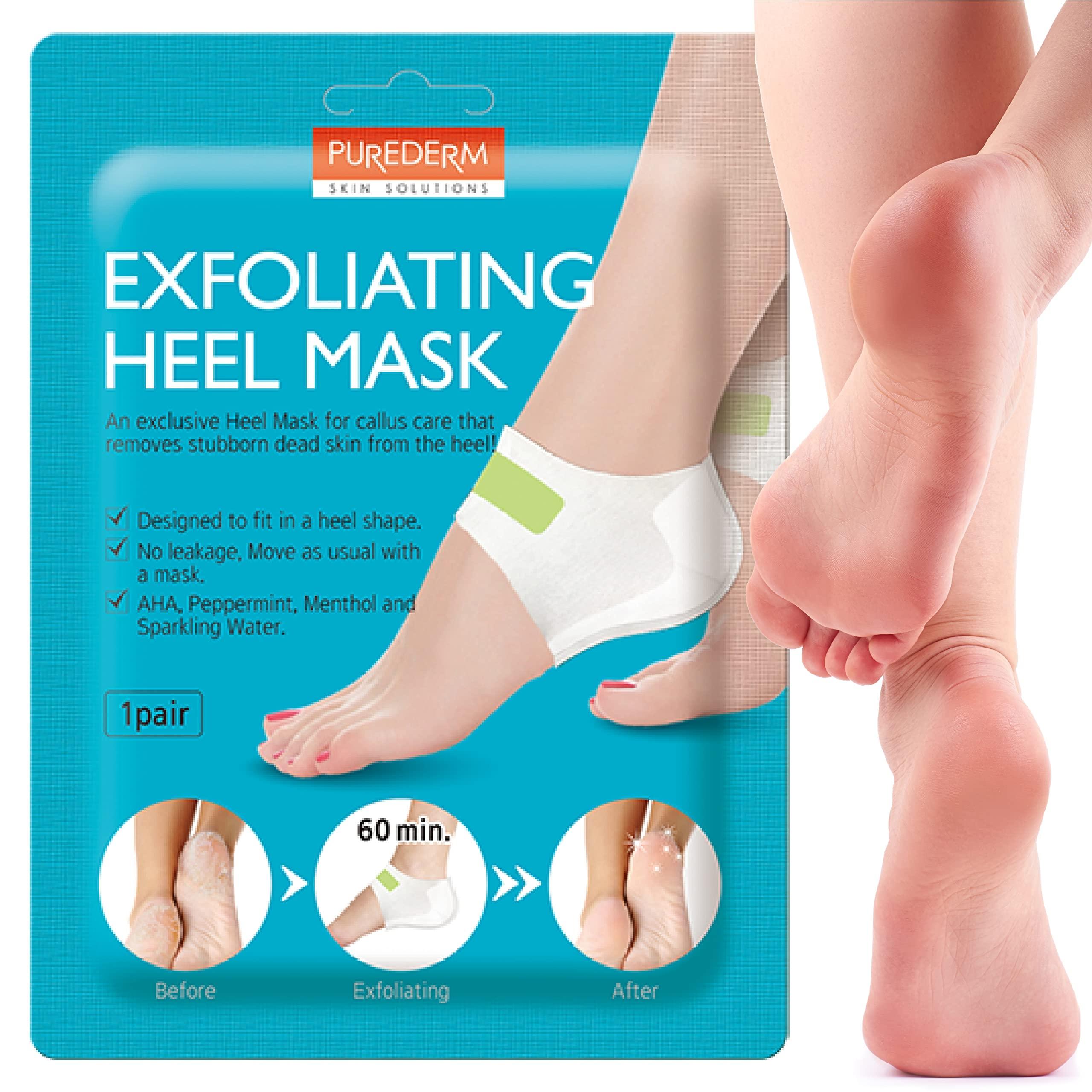 Purederm PUREDERM heel mask 0.63oz/ Korean beauty/Exfoliating foot peeling mask, Foot mask, Foot peeling, Removes Dead skin, Foot spa, Self foot care/Heel patch/Moisture foot mask (Exfoliating Heel Mask)