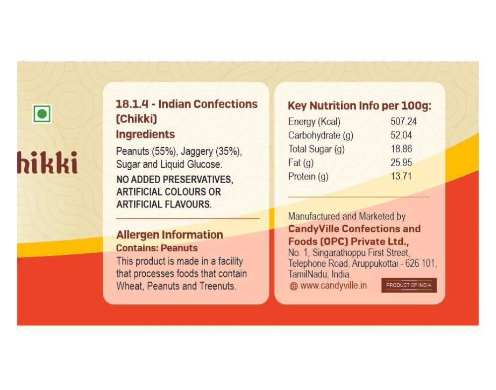 CandyVille CandyVille Peanut Chikki Combo - Each of Chopped & Crushed Peanut Chikki Jars (500g - Pack of 2 x 250g) | Traditional Sweets | Kadalai Mittai | Gazak | Made with Jaggery | No Plastic Wrappers