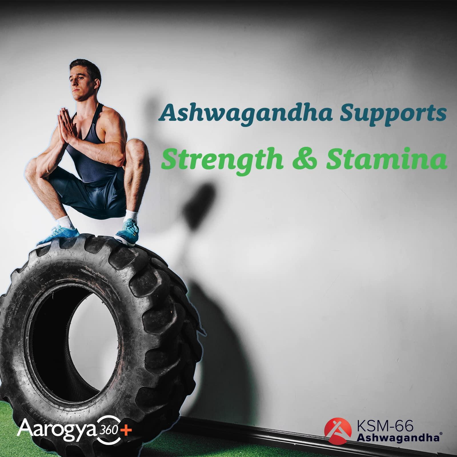 AAROGYA360 Aarogya360 Award winning KSM-66 Ashwagandha + BioPerine, 600 mg, 60 Veg Capsules,5% Withanolides, Stress relief, Strength Stamina, Thyroid Support - Vegan