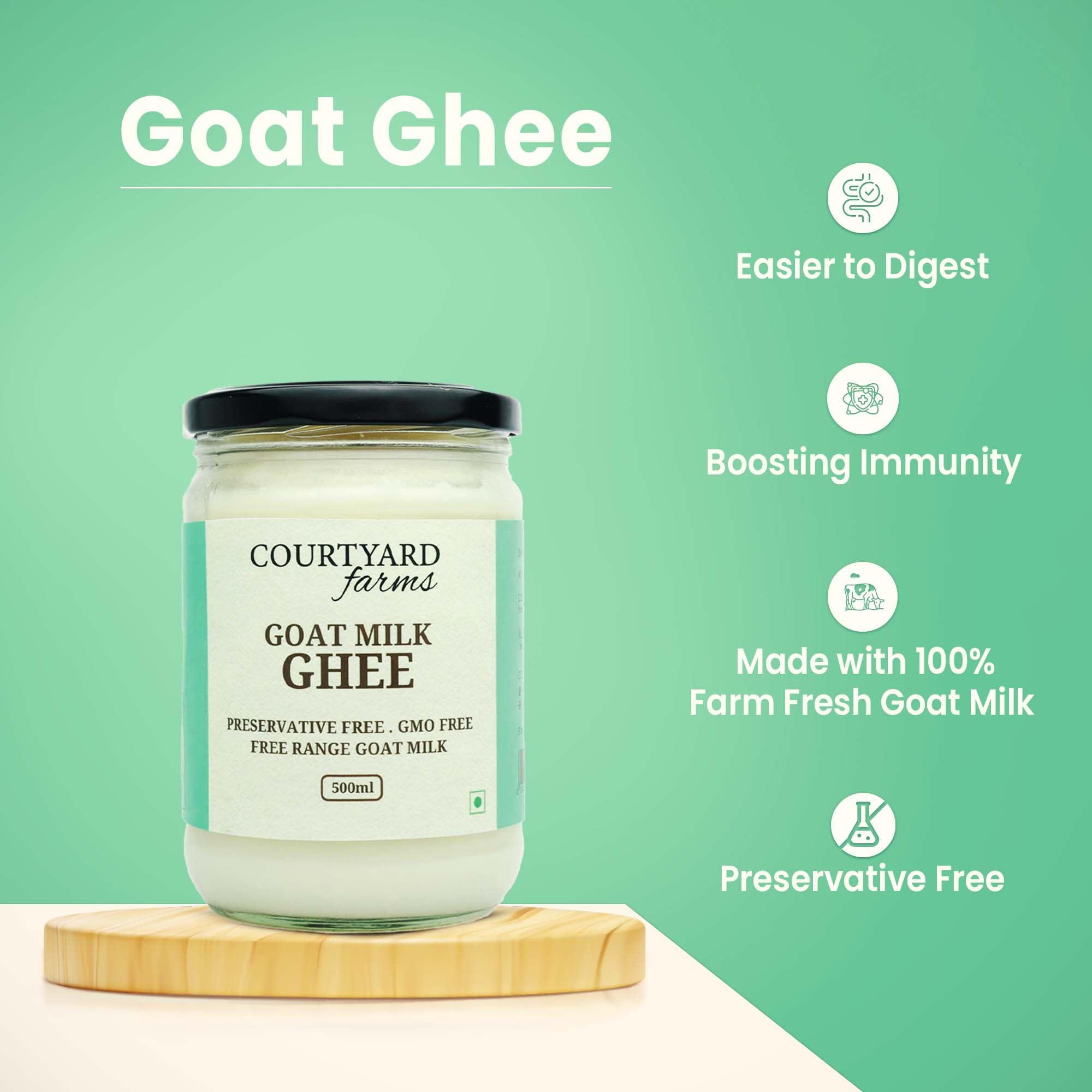 Courtyard Courtyard Farms Goat Milk Ghee - 100% Natural I Grass Fed I Traditional I 500ml Glass Jar