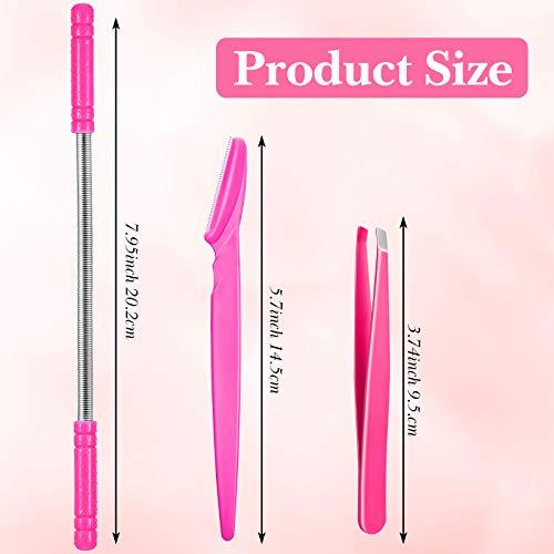 Honoson 12 Pieces Facial Hair Removal Set Including 4 Pieces Hair Removal Spring 4 Pieces Eyebrow Trimmer 4 Pieces Stainless Steel Tweezers Facial Remover Threading Tool for Facial Hair, Upper Lip Cheeks