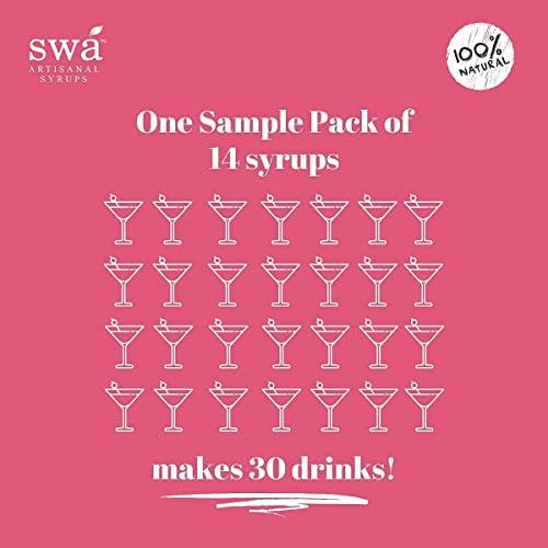 Swa Artisanal Syrups Swa Artisanal Syrups - Sample Pack of 14, 100% Natural, Makes 30-40 drinks, Syrup for Cocktails/Mocktails/Teas/Craft Coffees (14 x 60ml)