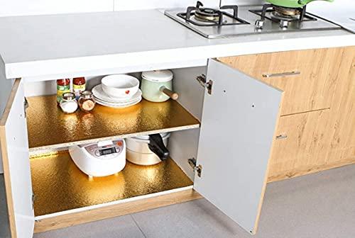 DHYANI DHYANI Golden Kitchen Wallpaper Roll Oil Proof Waterproof Paper Aluminum Foil Back splash Sticker Anti-Mold and Heat Resistant for Walls Cabinets Drawers and Shelves [5 meter]