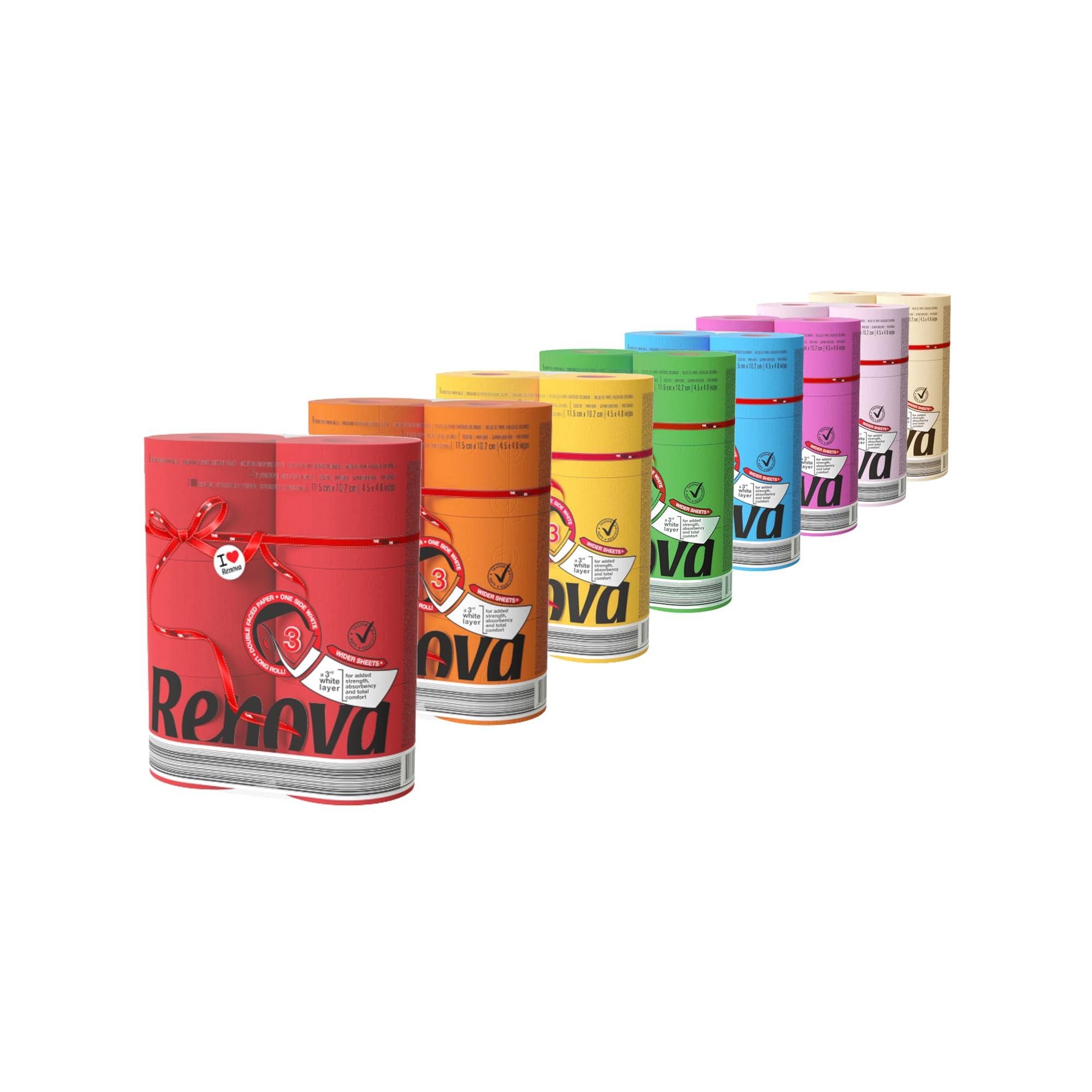 Renova Renova Red Toilet Paper, 6 Rolls, 3-Ply, Colored & Scented, Soft, Dermatologically & Gynaecologically Tested, 180 Pulls/Roll, 1080 Sheets