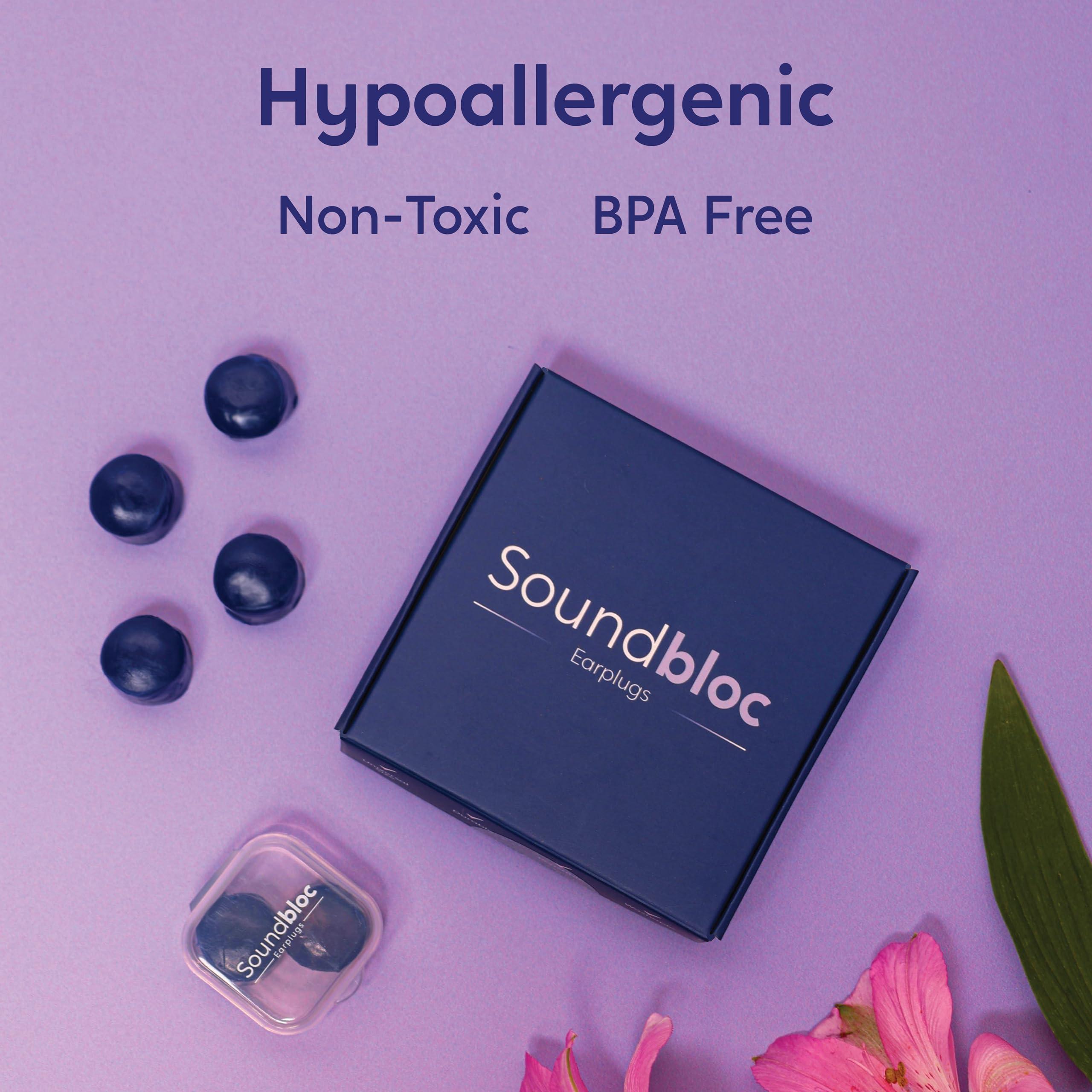 Soundbloc Earplugs Ear Plugs for Sleeping by Soundbloc - 1 Year Supply (6 Pairs) - Custom Fit Noise Reduction Reusable Soft Silicone Earplugs - The Earplug for Sleep Size L/M