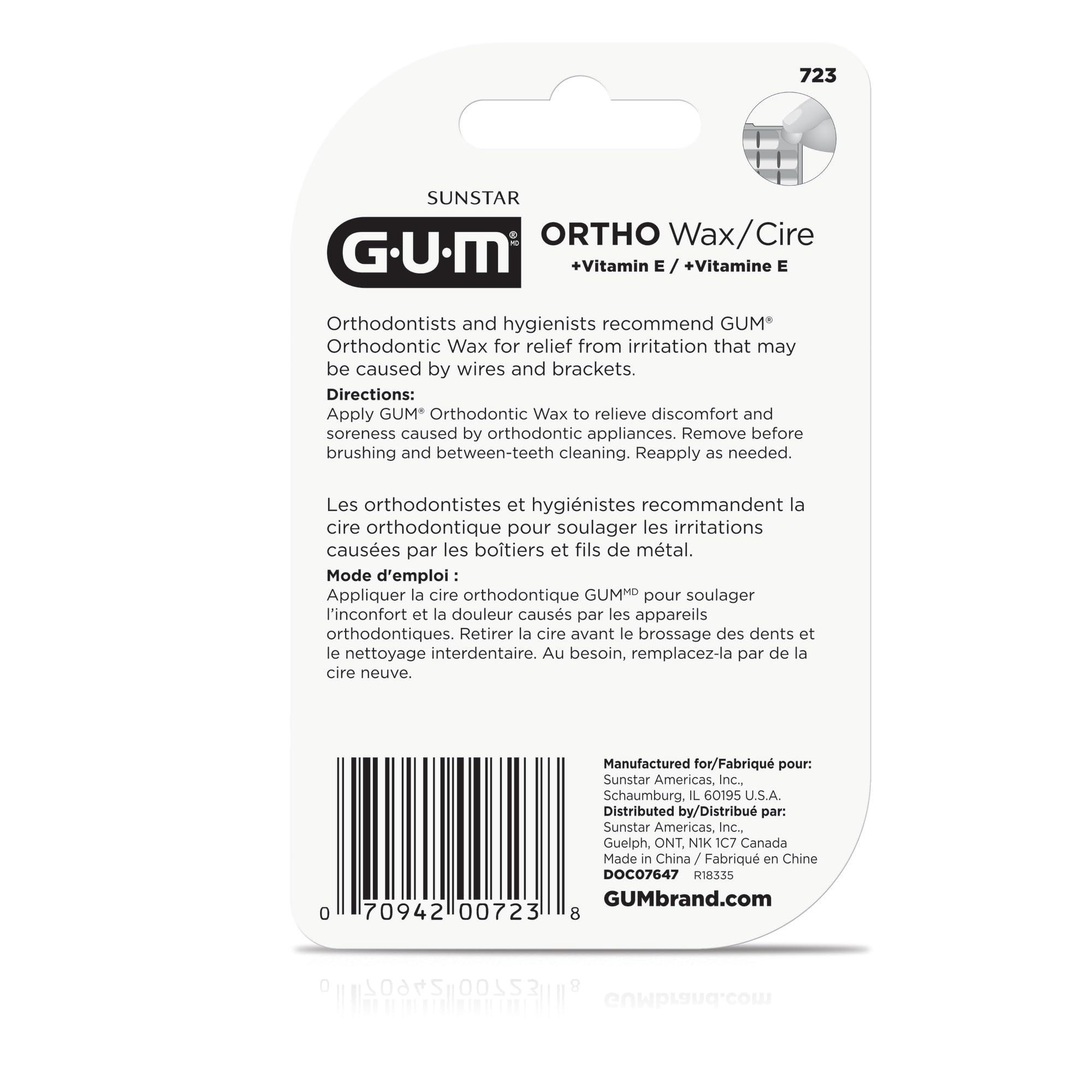 Gum GUM Orthodontic Wax with Vitamin E (Pack of 6) : Unflavored, 6 Pack