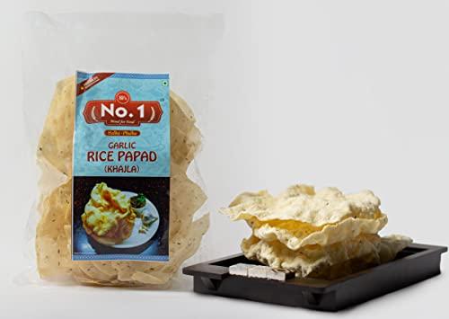 SFS NO. 1 MOOD FOR FOOD No.1 Garlic Rice Papad (Khajla) Pack of 4 (200gram Each)