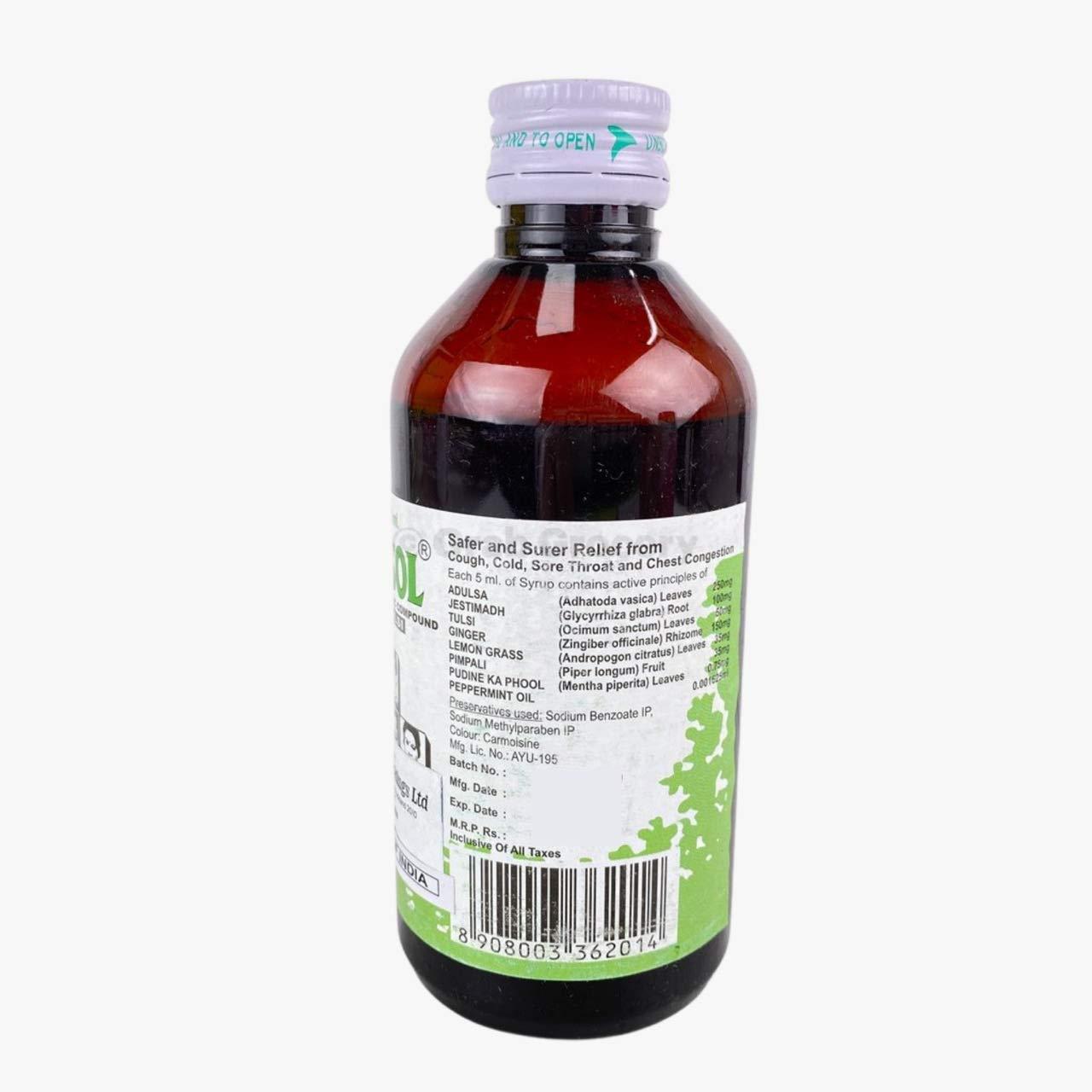 ADUSOL Ajanta\'s Adusol Ayurvedic Adulsa Cough Syrup Prevent Cold Wet Dry Cough Good For kids & Adults, 200 ml
