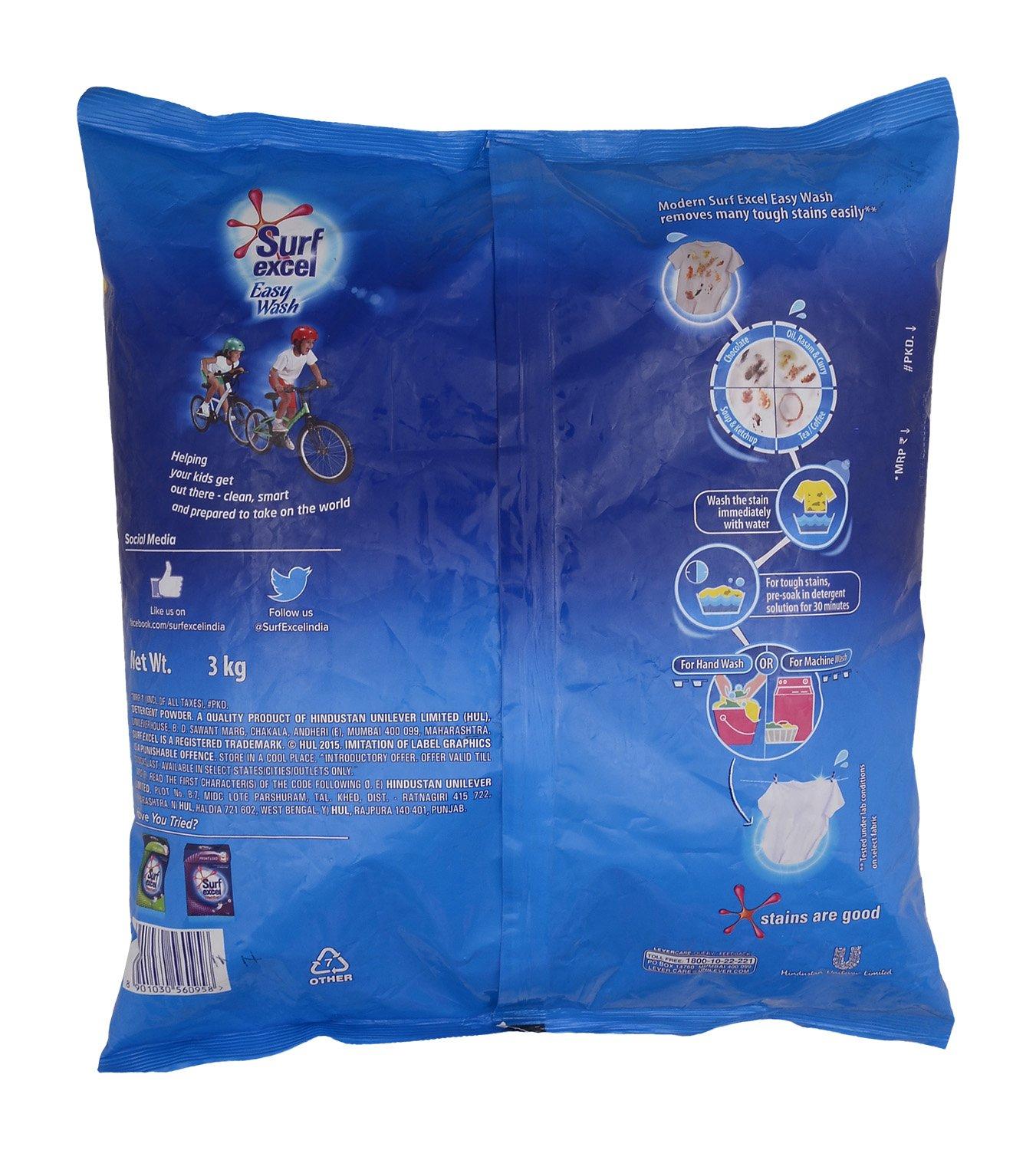 Surf Excel Surf Excel Detergent Powder - Easy Wash, 3kg Pouch