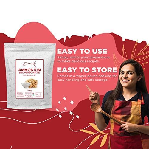 BAKE KING BAKE KING Ammonium Bicarbonate 100gm, Agent Biscuits Food Grade Hornsalt - Hartshorn Perfect for Baking (Cookies and Biscuits)