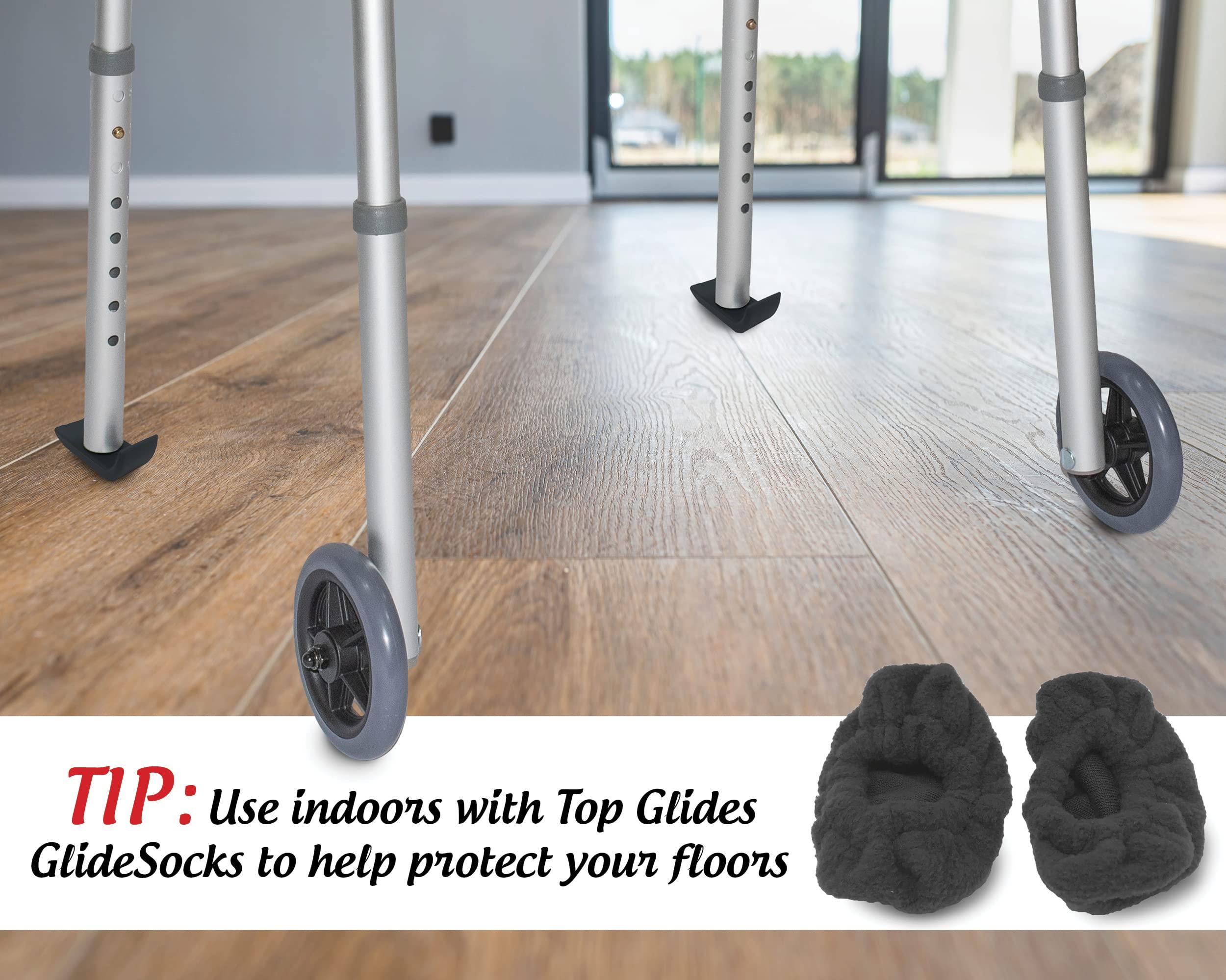 Top Glides 3-Pack: Walker Ski Glides for Drive Medical Walkers - 3 Pairs (Black)