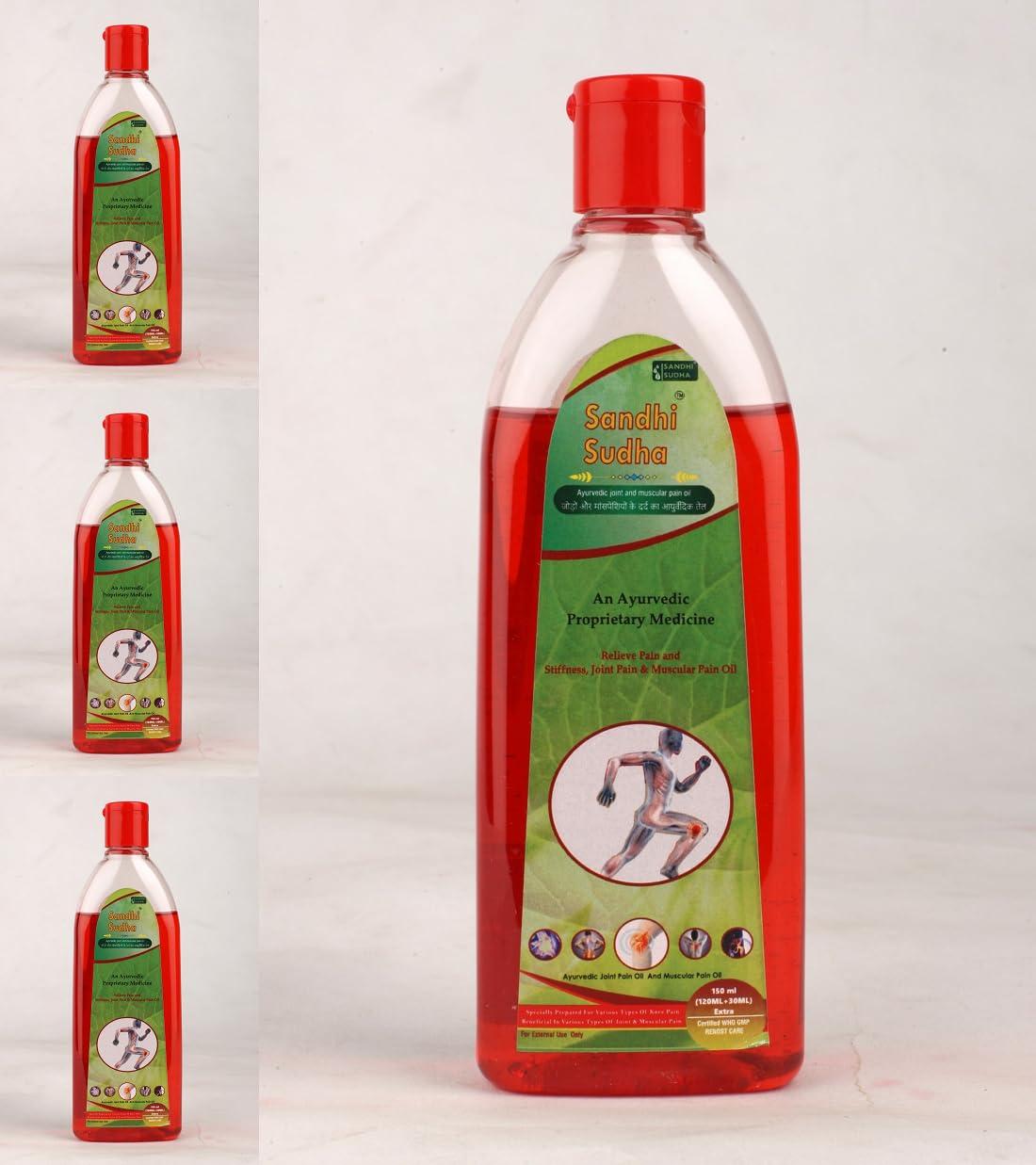 sandhi sudha Sandhi Sudha Oil120+30Ml free 150ML Oil For Relief from Joints Pain, Knee Pain, Neck Pain, Back Pain, Shoulder Pain, Muscles Pain Pack of 4-600ML