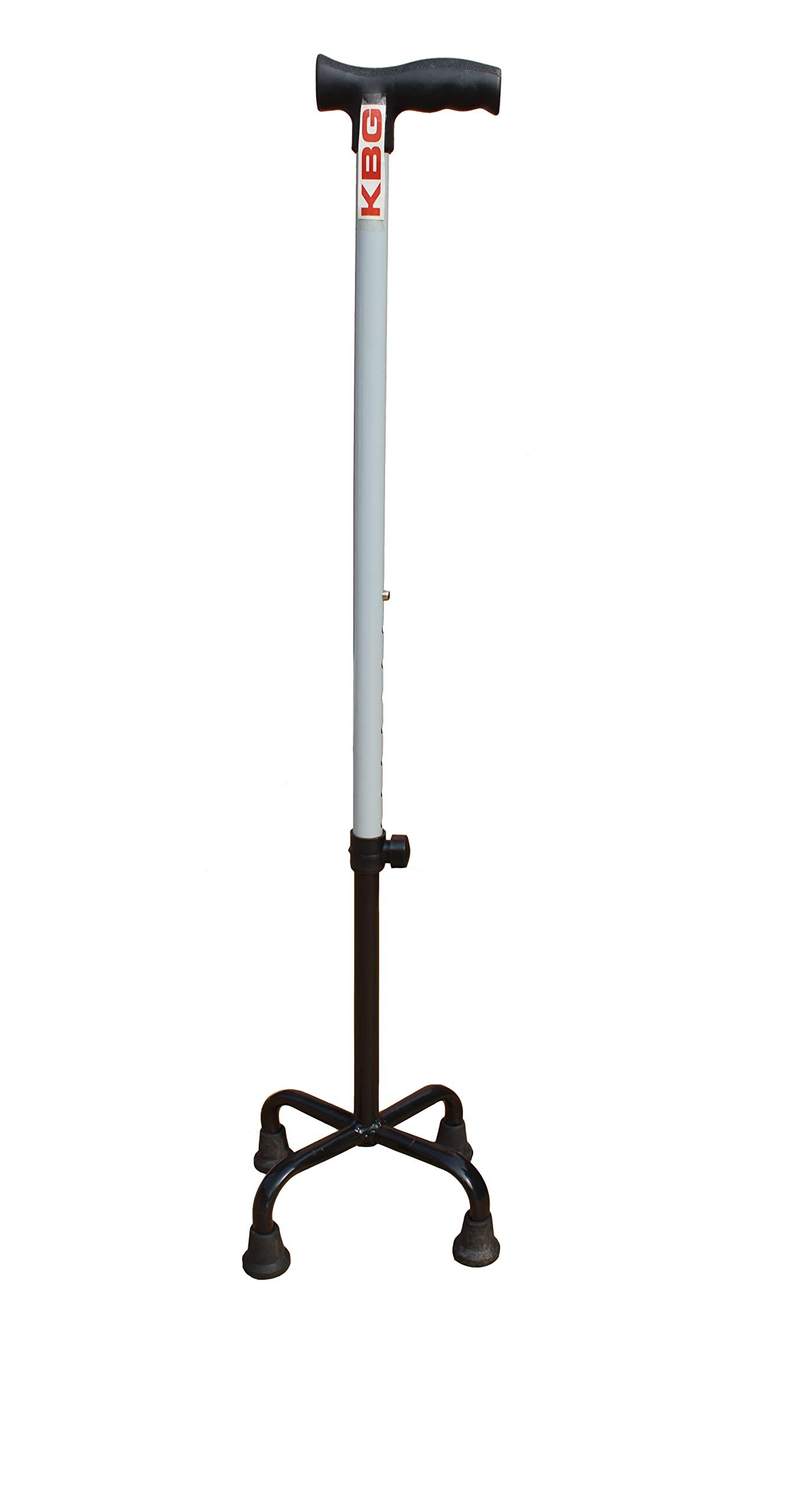 KBG KBG Four Leg Walking Stick with Height Adjustable Walking Cane Quadripod Walking Stick for Elderly & Those Physically Challenged (Grey)