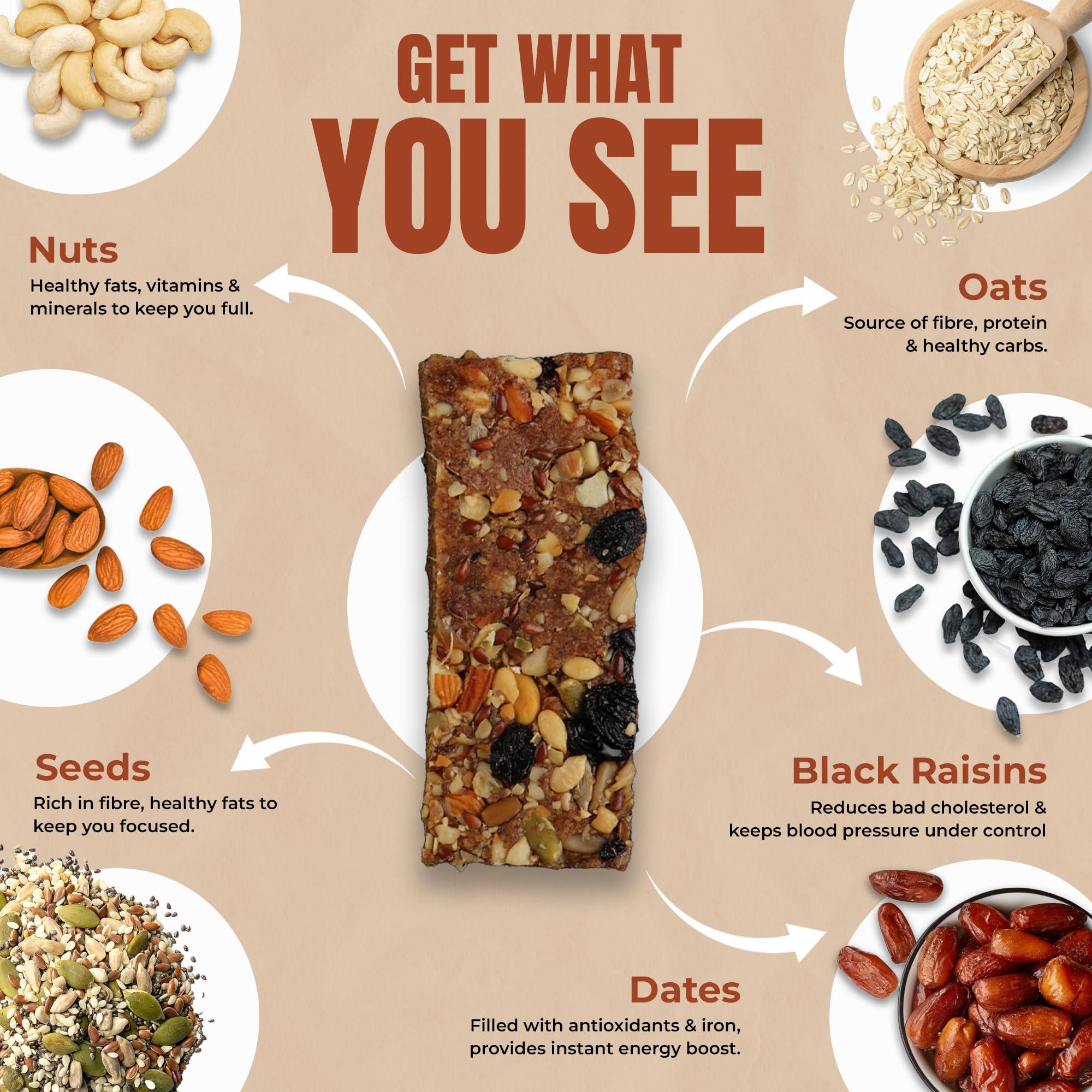 Beyond Food Beyond Food Meal Replacement Bars (Pack of 6, 220 Kcal Each) | 5g Rich Protein | No Added Sugar | Made with Dates, Nuts, Seeds & Dry Fruits | Healthy Snacks for Energy & Fitness | Classic Cocoa Box
