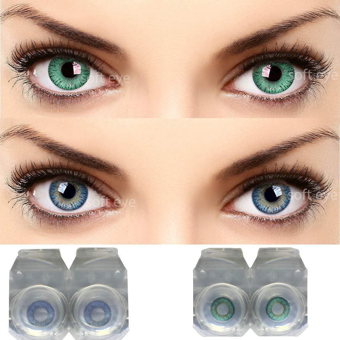 SOFT EYE Soft Eye Color Contact Lens (Blue and turquoise with case and solution Zero power color contact lenses)