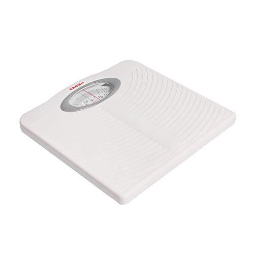 CROWN CROWN Diamond Deluxe Personal Bathroom Weighing Scale For Human Body, Mechanical Manual Analog Weighing Scale upto 130 kgs capacity (White)