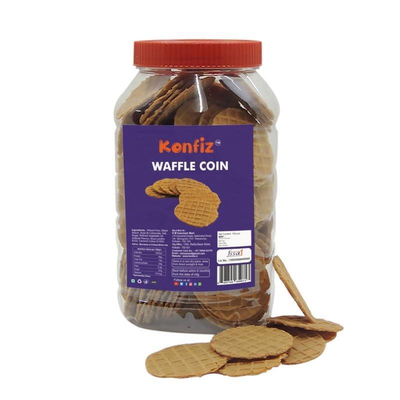 KONFIZ KONFIZ Waffle Coin-Crunchy Waffle Coins-Healthy Snacks-Gluten Free | 100chips | 100% Baked Waffles-200 gram Packing