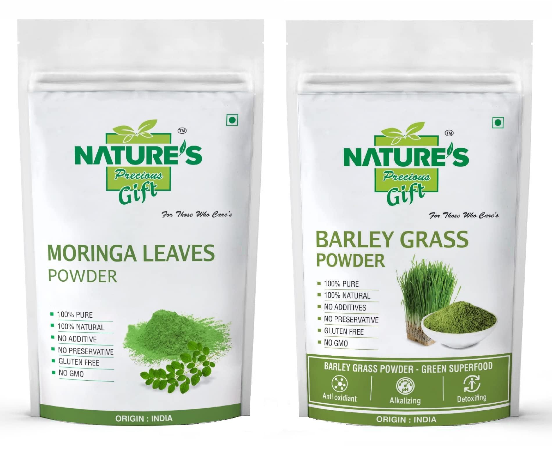 NATURE'S Precious Gift NATURE'S Precious Gift - Moringa Powder & Barley Grass Powder - 250 GM Each (Green Superfood Combo Pack)