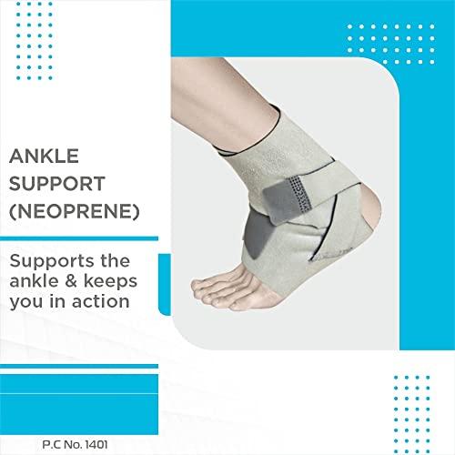 Vissco Vissco Neoprene Ankle Support, Provides Optimum Compression & Support to the Ankle - Large (Grey)