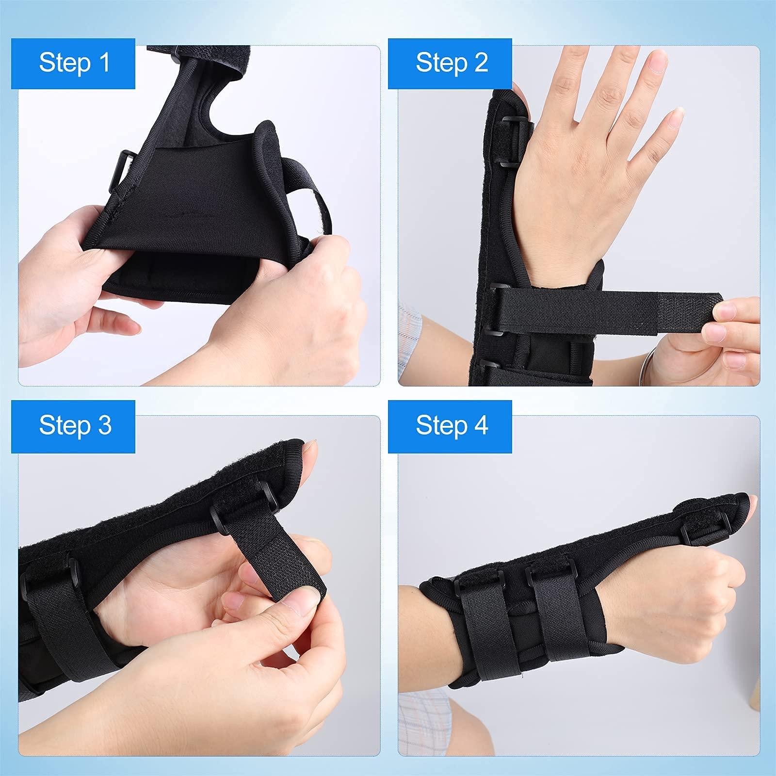 FDTY Adjustable Thumb Brace - Thumb Spica Splint for Sprains, Arthritis, Tendonitis - Lightweight and Breathable - Thumb Stabilizer Provides support to sore, injured thumb for Men and Women (Right Hand)